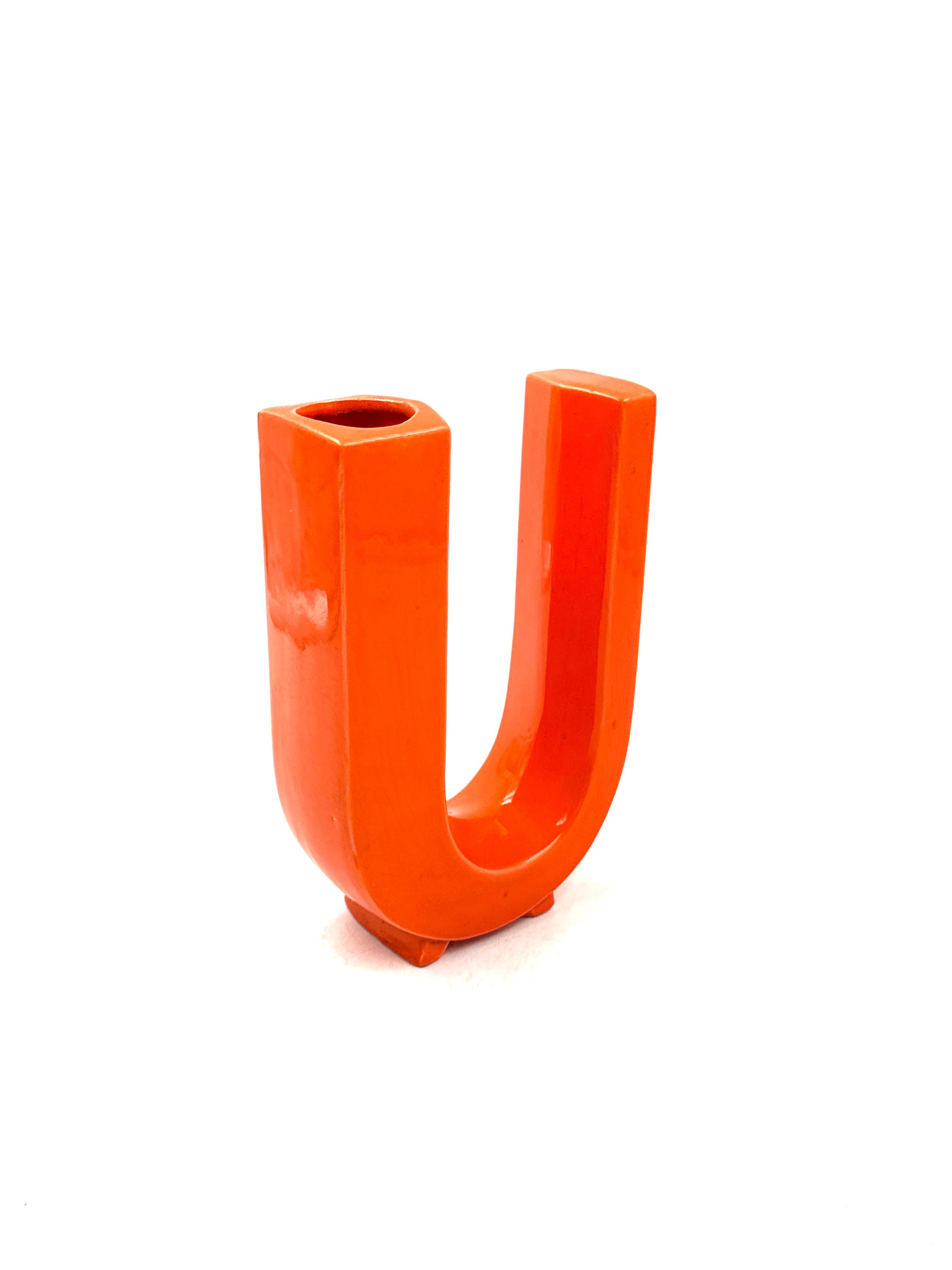 Vase solifleur en céramique en forme de lettre U de l'ère spatiale, Marcel Radureau ca.1970 en vente 2