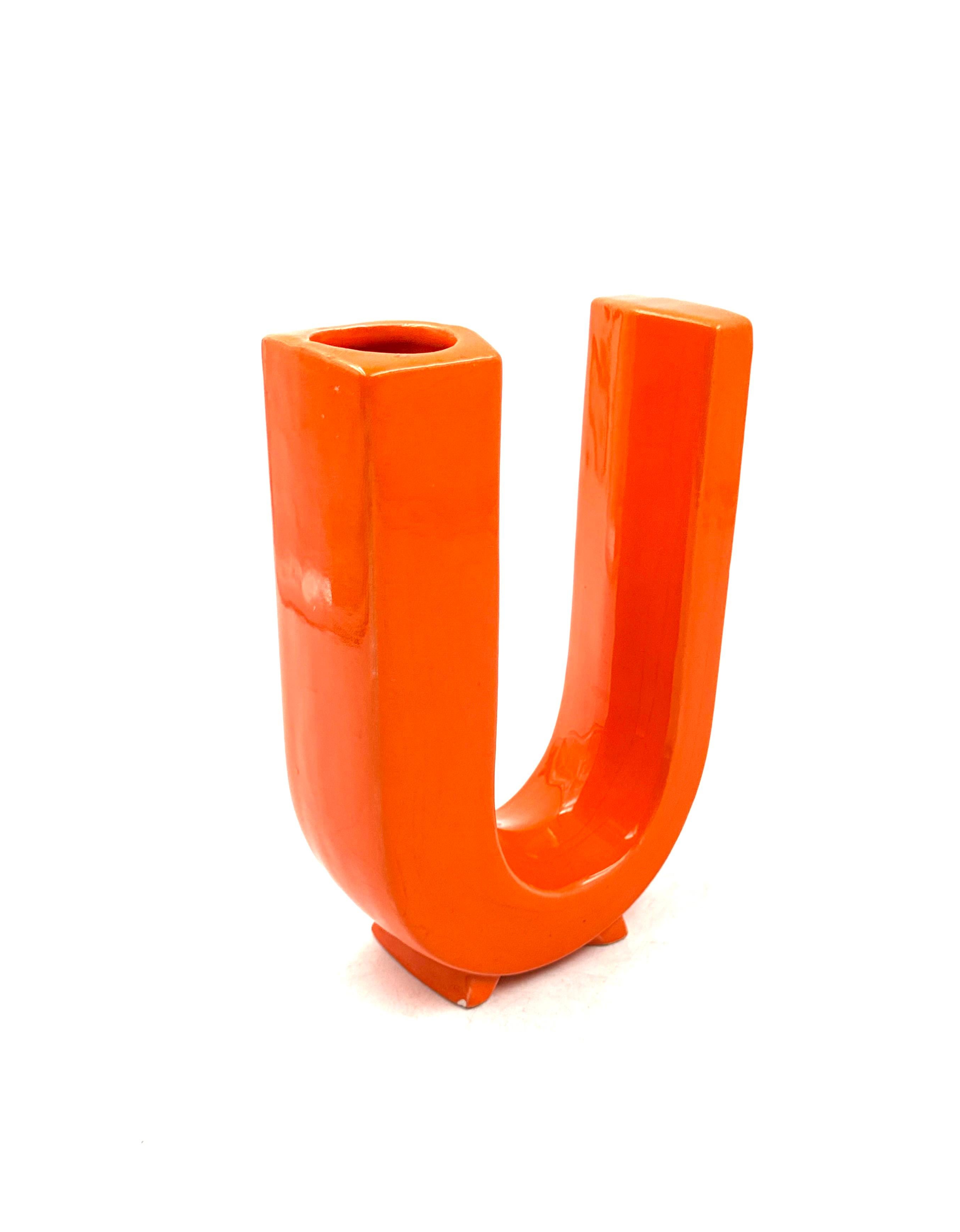Vase solifleur en céramique en forme de lettre U de l'ère spatiale, Marcel Radureau ca.1970 en vente 2