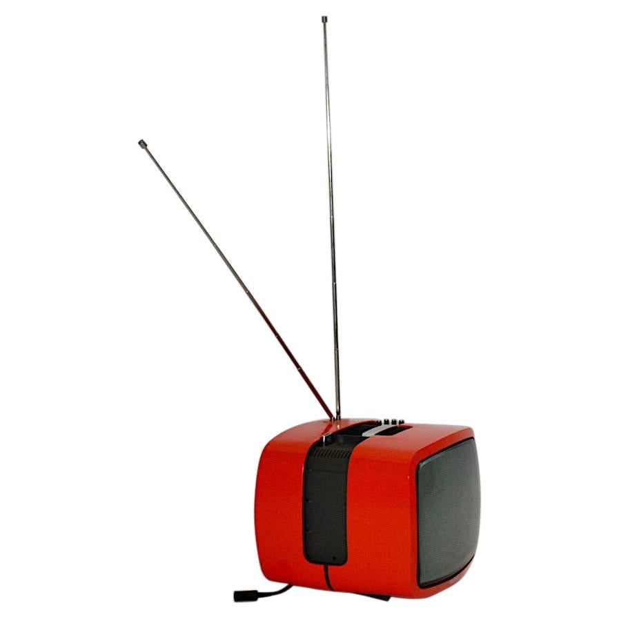 Space Age Orange Vintage Television Ikaro by Minerva, 1970s, Austria
