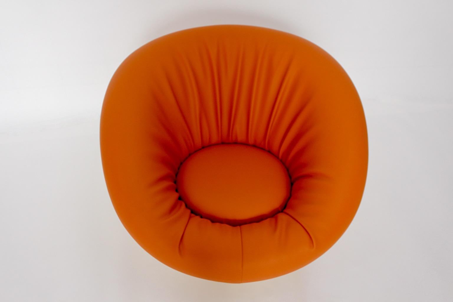 Space Age Orange White Mushroom Vintage Lounge Chair Club Chair 1960s France 2