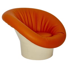 Space Age Orange White Mushroom Vintage Lounge Chair Club Chair 1960s France