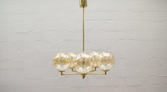 Space Age Orbit-Deckenleuchte mit fünf bernsteinfarbenen Glaskugeln, 1960er Jahre