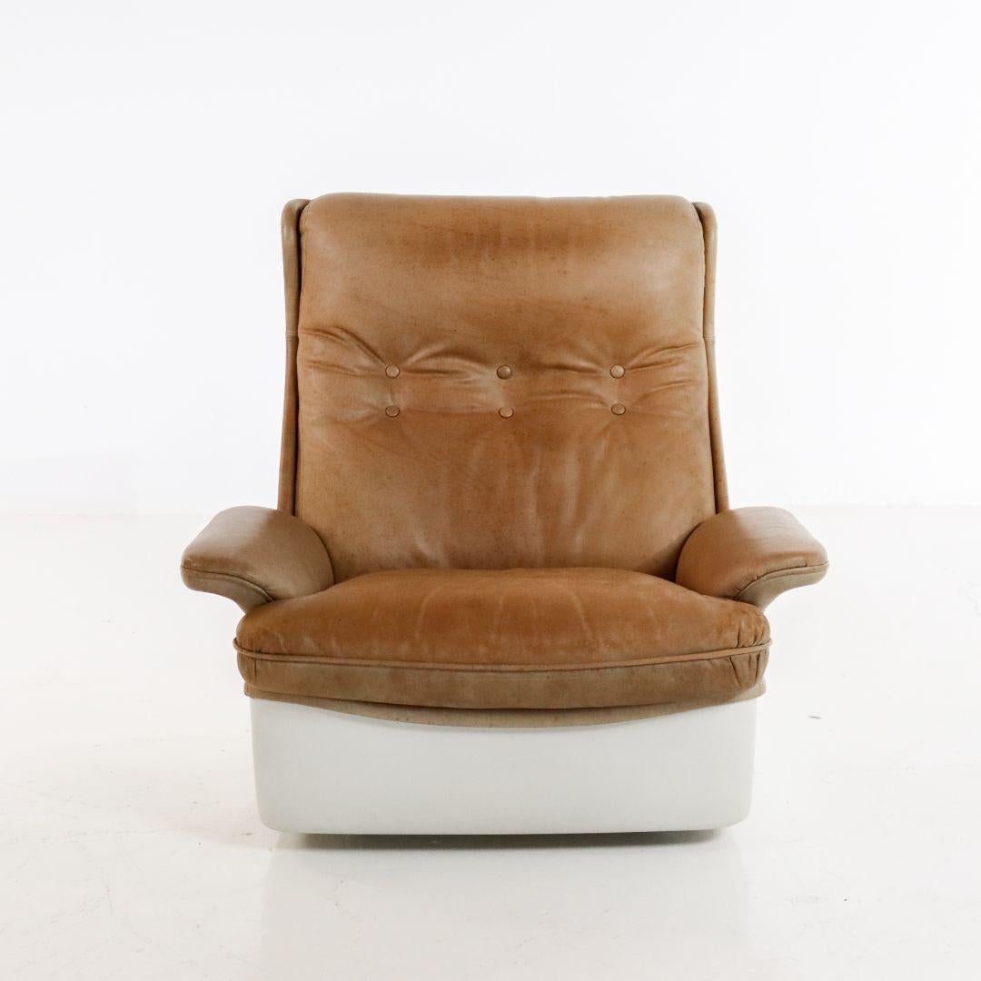 French Space Age Orchid Armchair & Stool by Michel Cadestin for Airborne 1970s For Sale