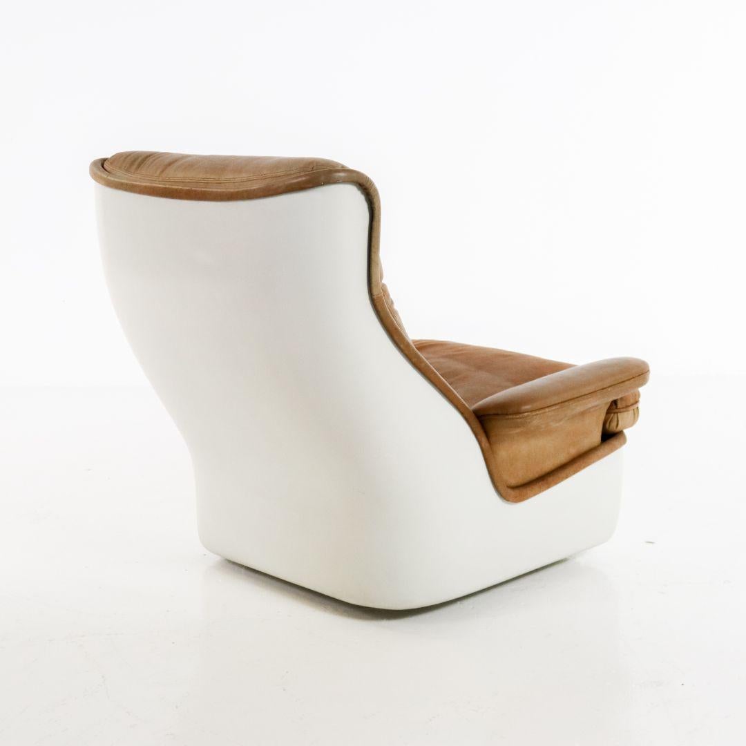 Leather Space Age Orchid Armchair & Stool by Michel Cadestin for Airborne 1970s For Sale