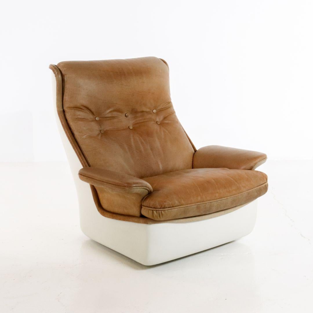 Space Age Orchid Armchair & Stool by Michel Cadestin for Airborne 1970s For Sale 2