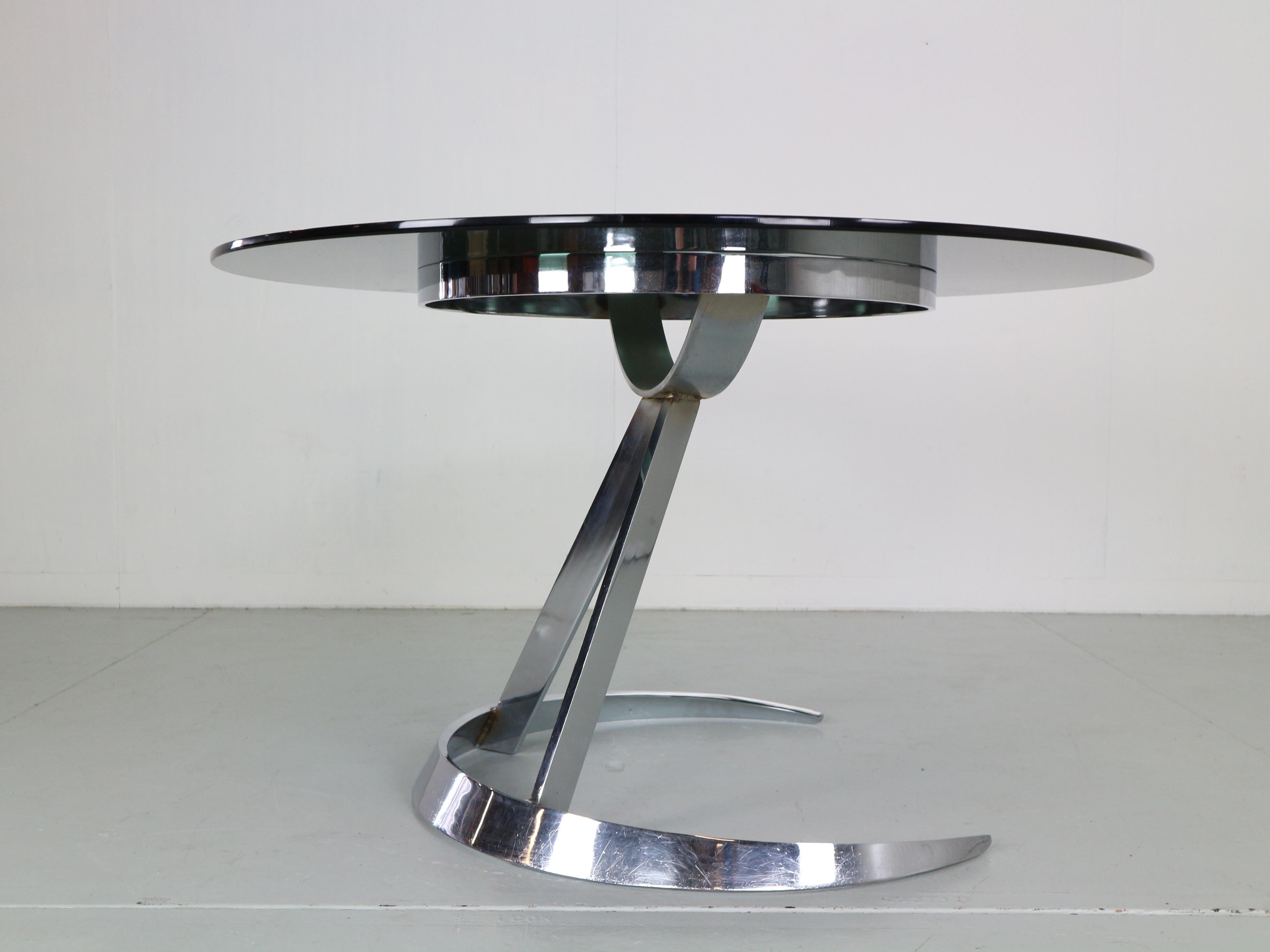 Smoked Glass Space Age Original Boris Tabacoff Dinning Room Set, 1970s, France  For Sale
