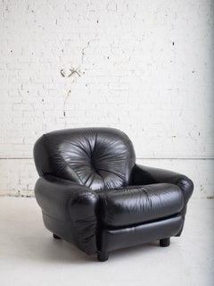 Space Age Overstuffed Leather Lounge Chair