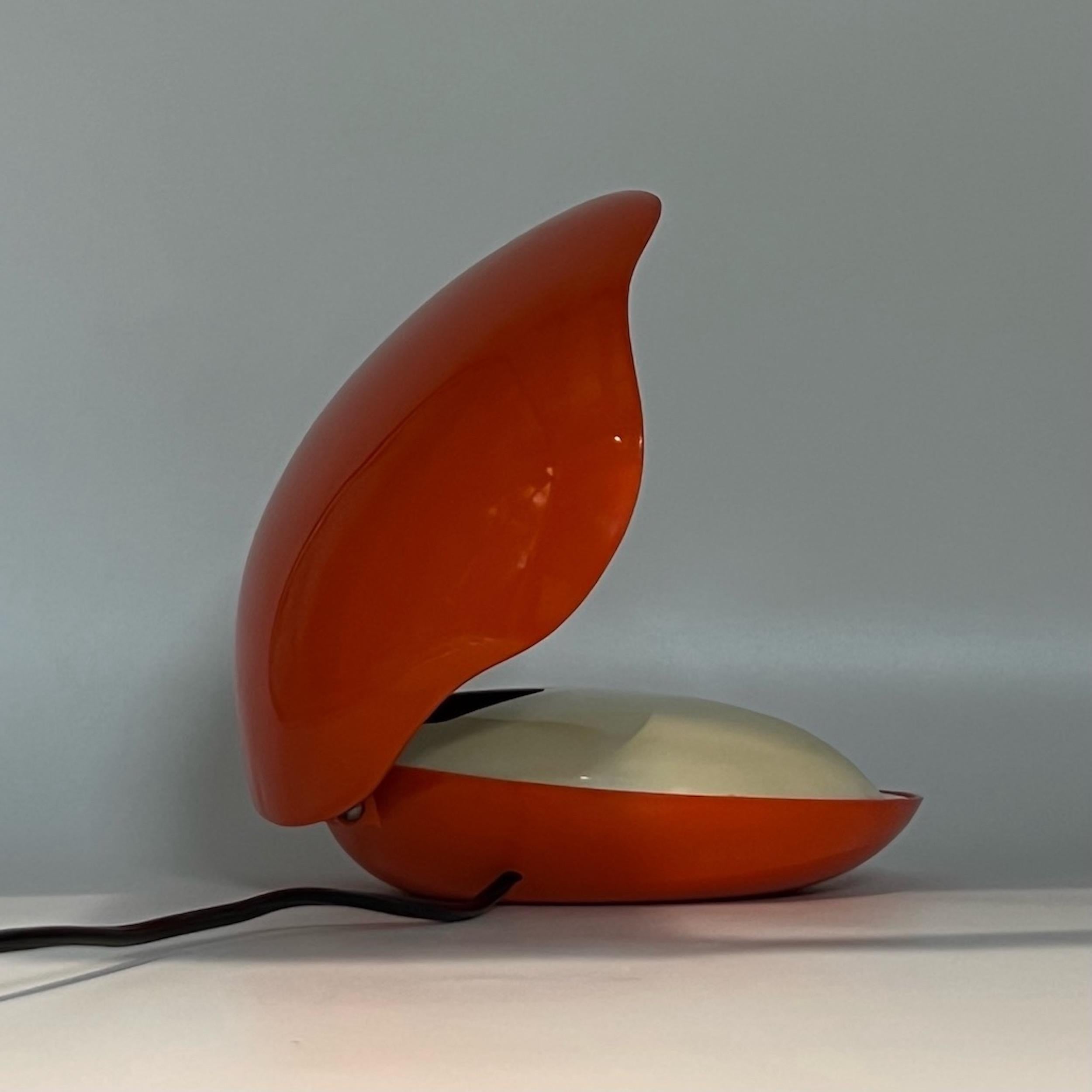 Space Age Oyster Lamp in Glossy Orange Hue by Gamma 3 Italy, 1970s 5