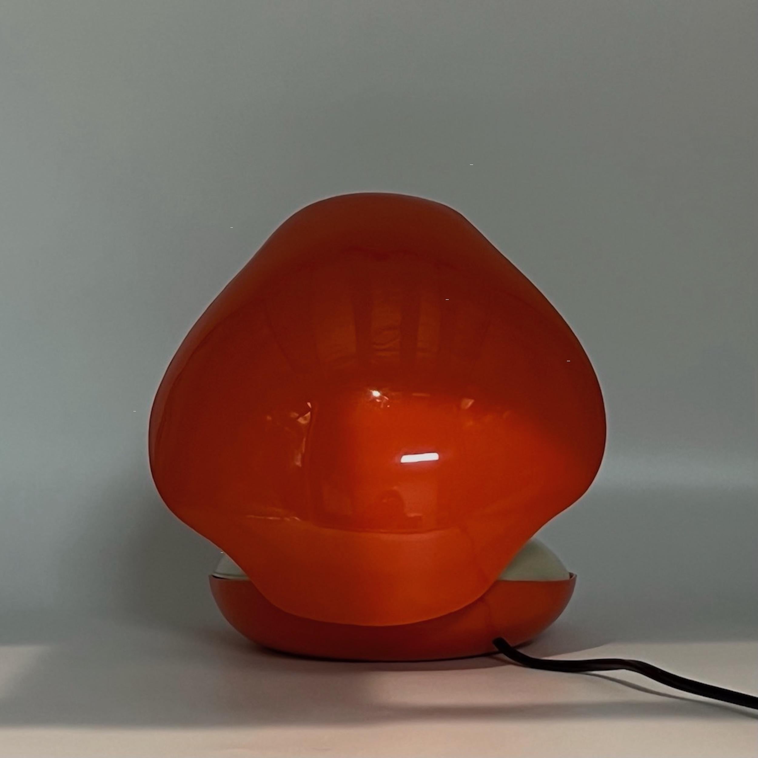 Space Age Oyster Lamp in Glossy Orange Hue by Gamma 3 Italy, 1970s 3