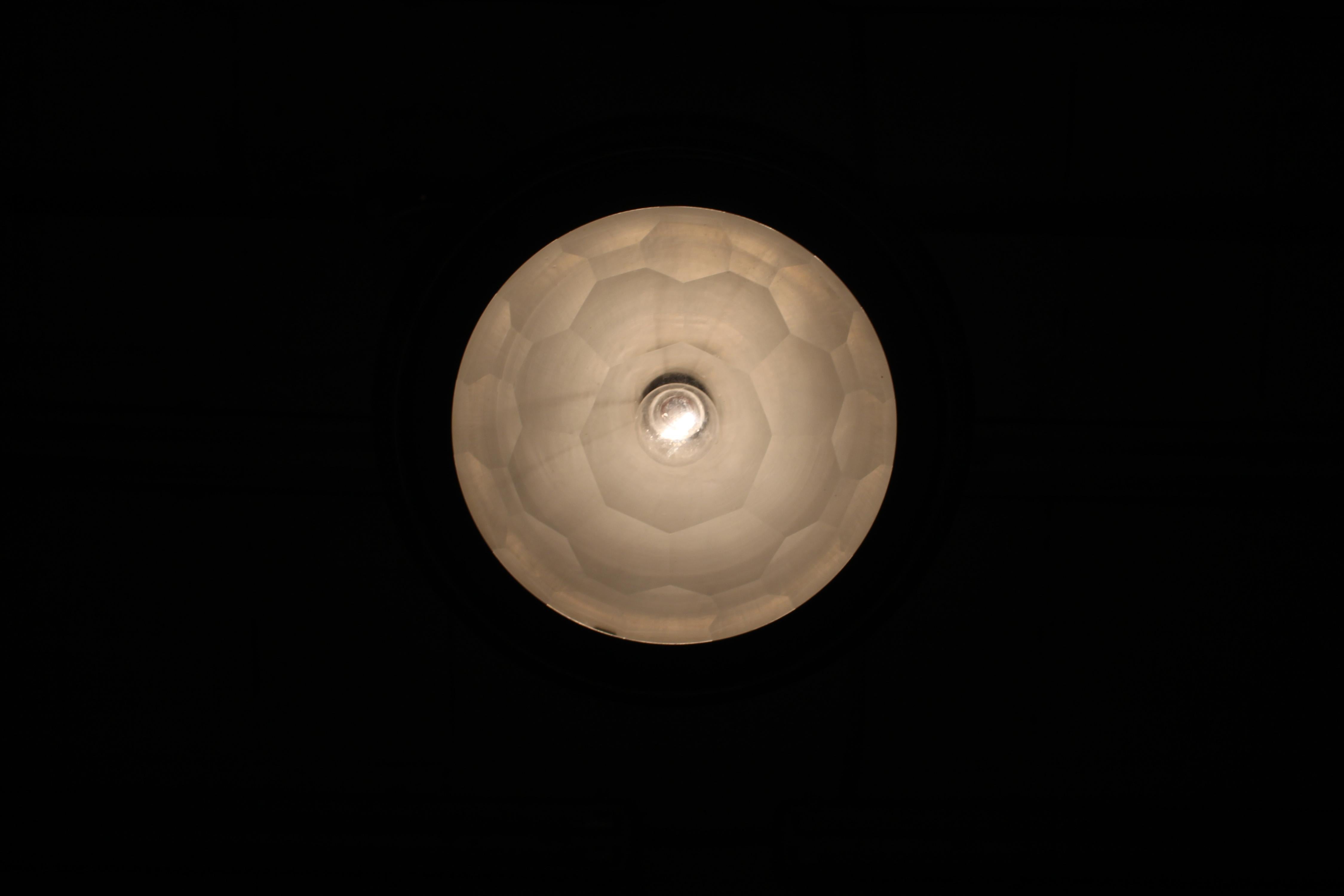 Space Age P. Guidetti Crippa for Lumi Aluminium and Glass Suspension Lamp 60s For Sale 4