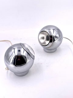Space Age Pair of Eyeball Spot Lamps in Chrome Multidirectional with Magnet Base