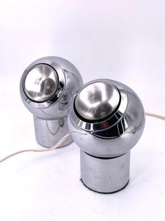 Space Age Pair of Eyeball Spot Lamps in Chrome Multidirectional with Magnet Base