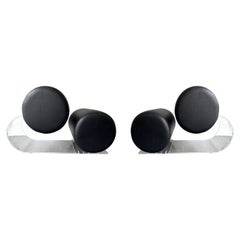 Space Age Pair of Lucite Leather Slipper Chairs by Marzio Cecchi, Italy, 1970s
