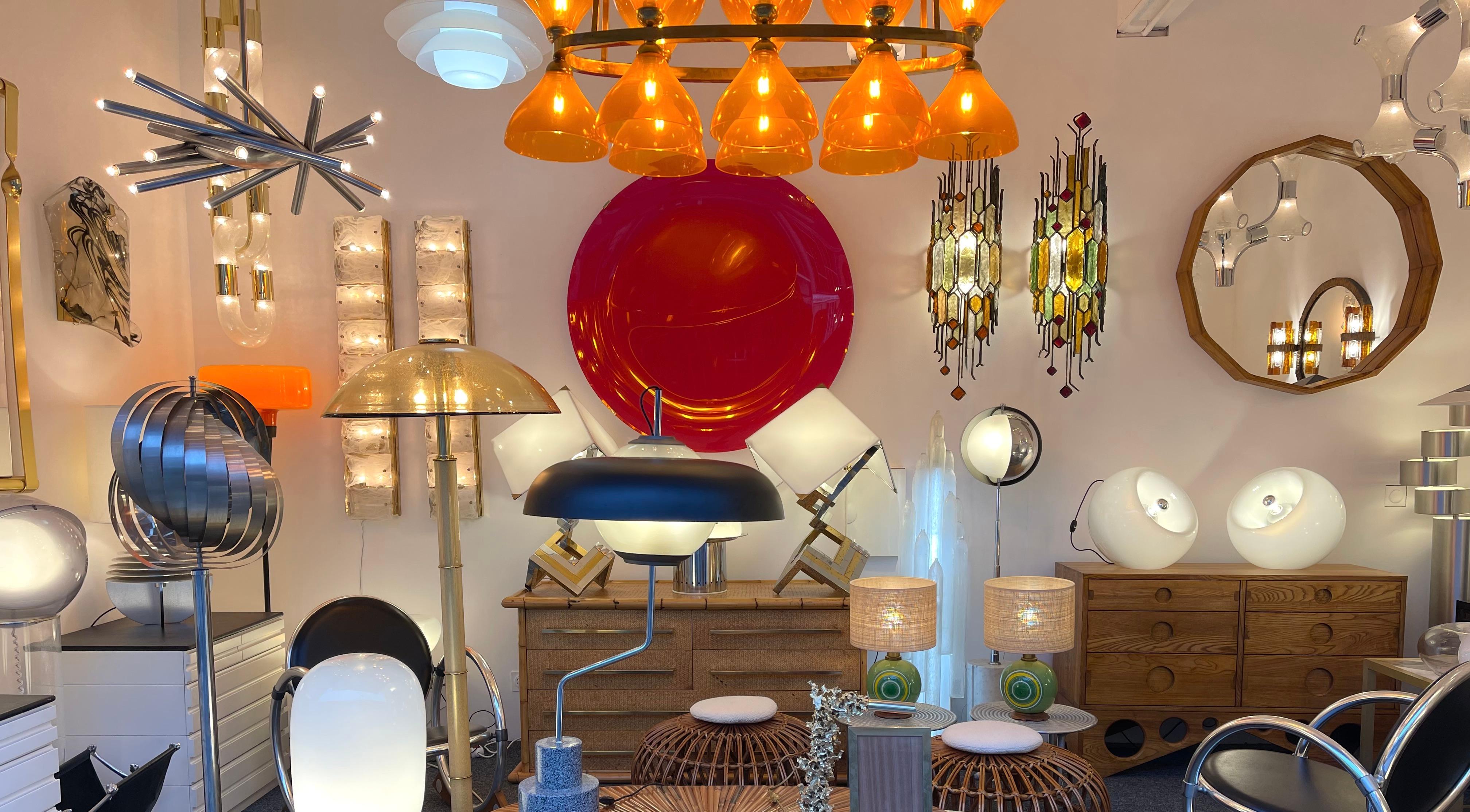Pareja de lámparas de cristal de Murano Vacuna de la Era Espacial, Artemide, Italia, 1968 en venta 5