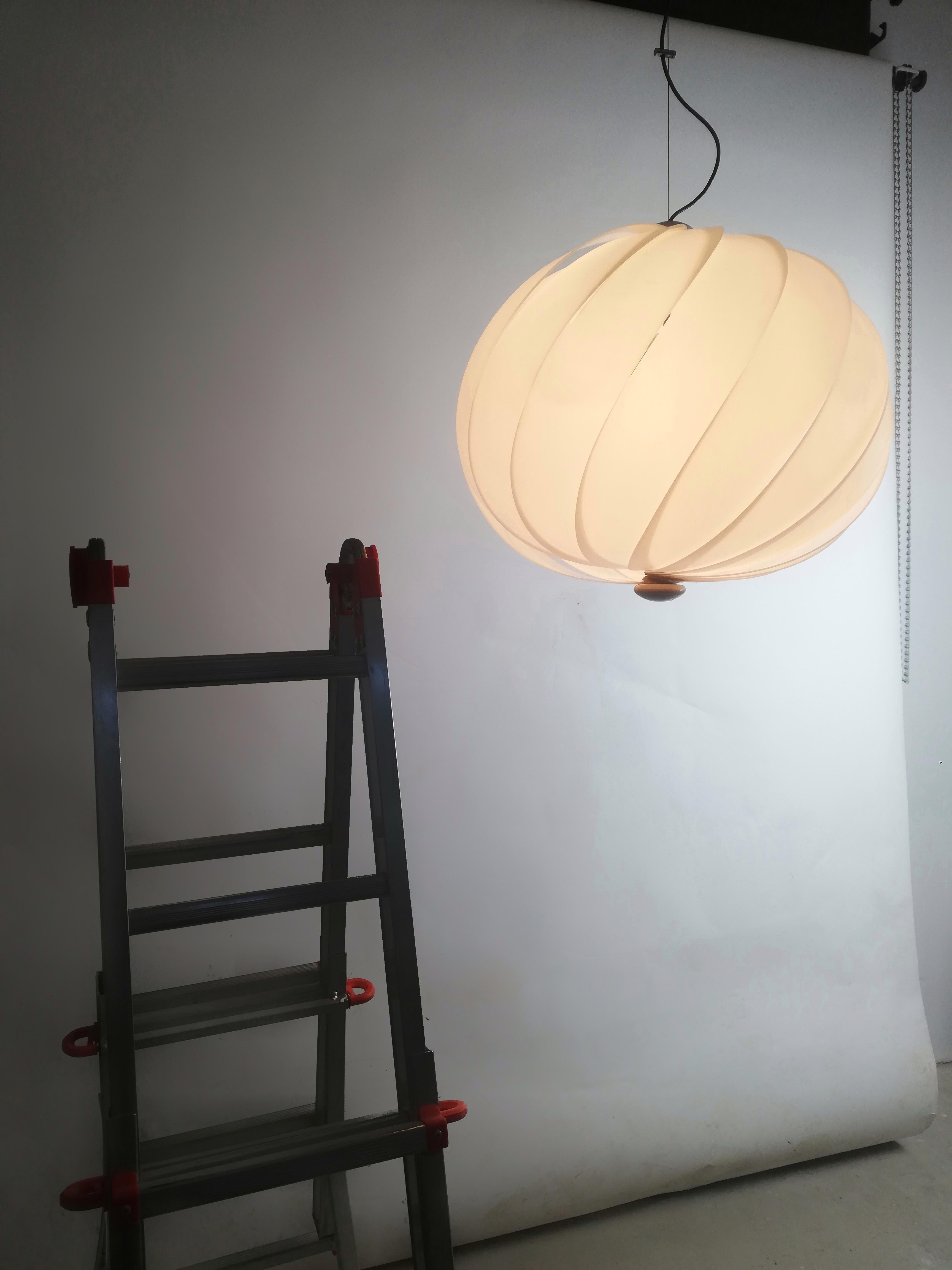 Italian Space Age Pendant by Guzzini in the Style of Eclipse Lamp of Mauricio Klabin For Sale