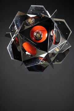 Space Age Pendant Lamp "4th Floor" Paul De Haan Jolina Atomic Orange 1990's NL