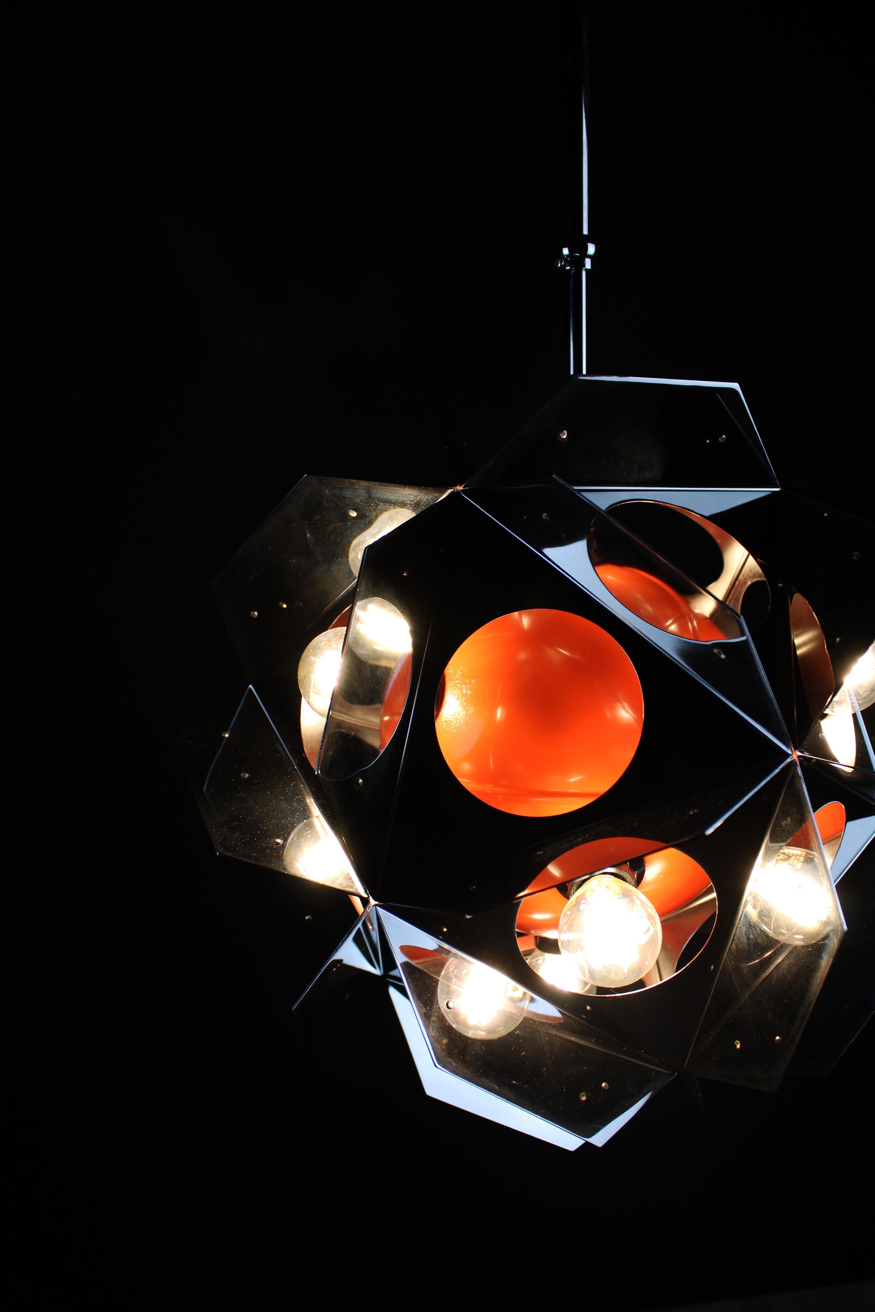 Space Age Pendelleuchte „4th Floor“ Paul De Haan Jolina Atomic Orange 1990er Jahre NL im Angebot 3