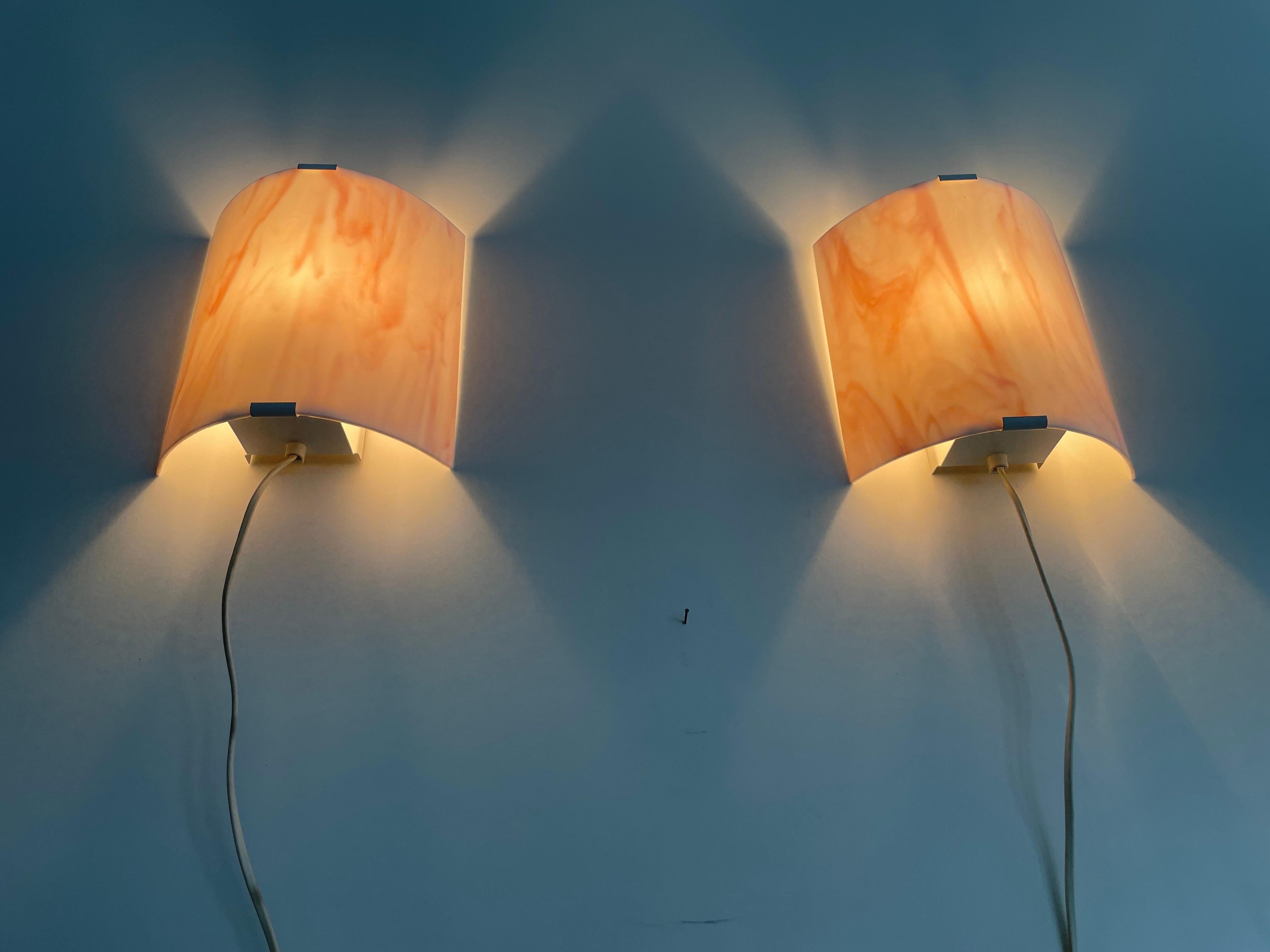 Space Age Pink Glass Pair of Wall Sconces, 1970s, Germany For Sale 5