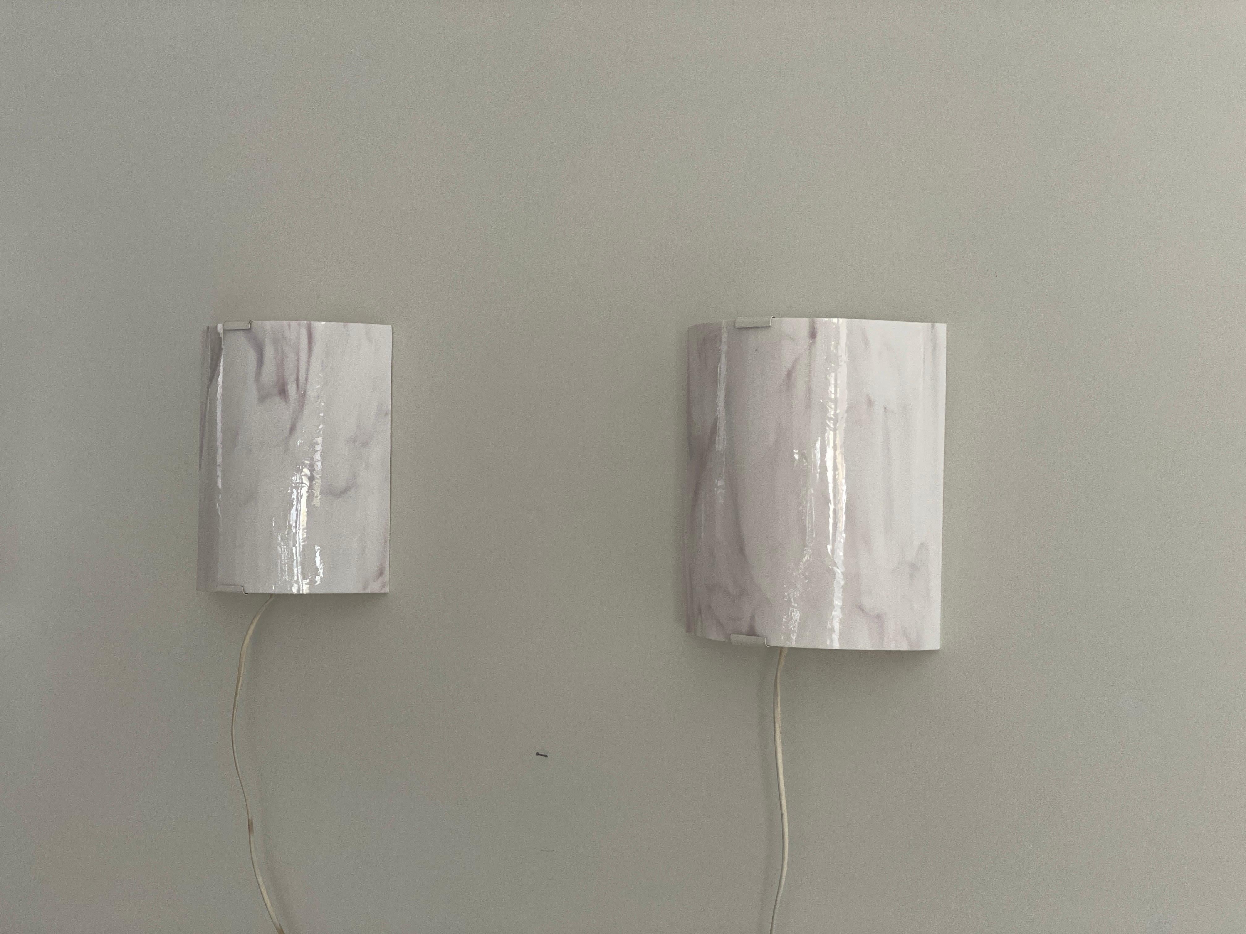 Space Age Pink Glass Pair of Wall Sconces, 1970s, Germany In Excellent Condition For Sale In Hagenbach, DE