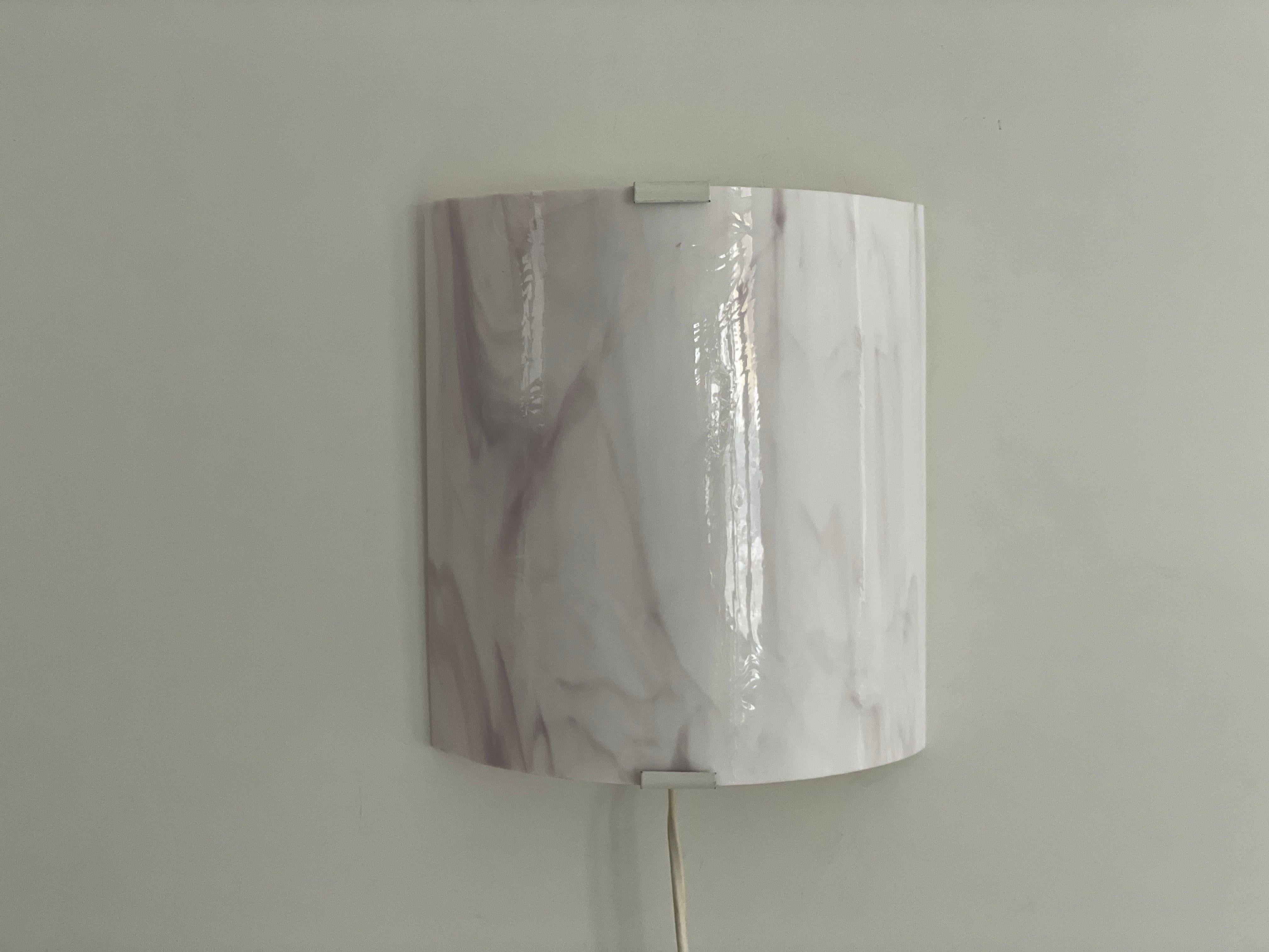 Metal Space Age Pink Glass Pair of Wall Sconces, 1970s, Germany For Sale
