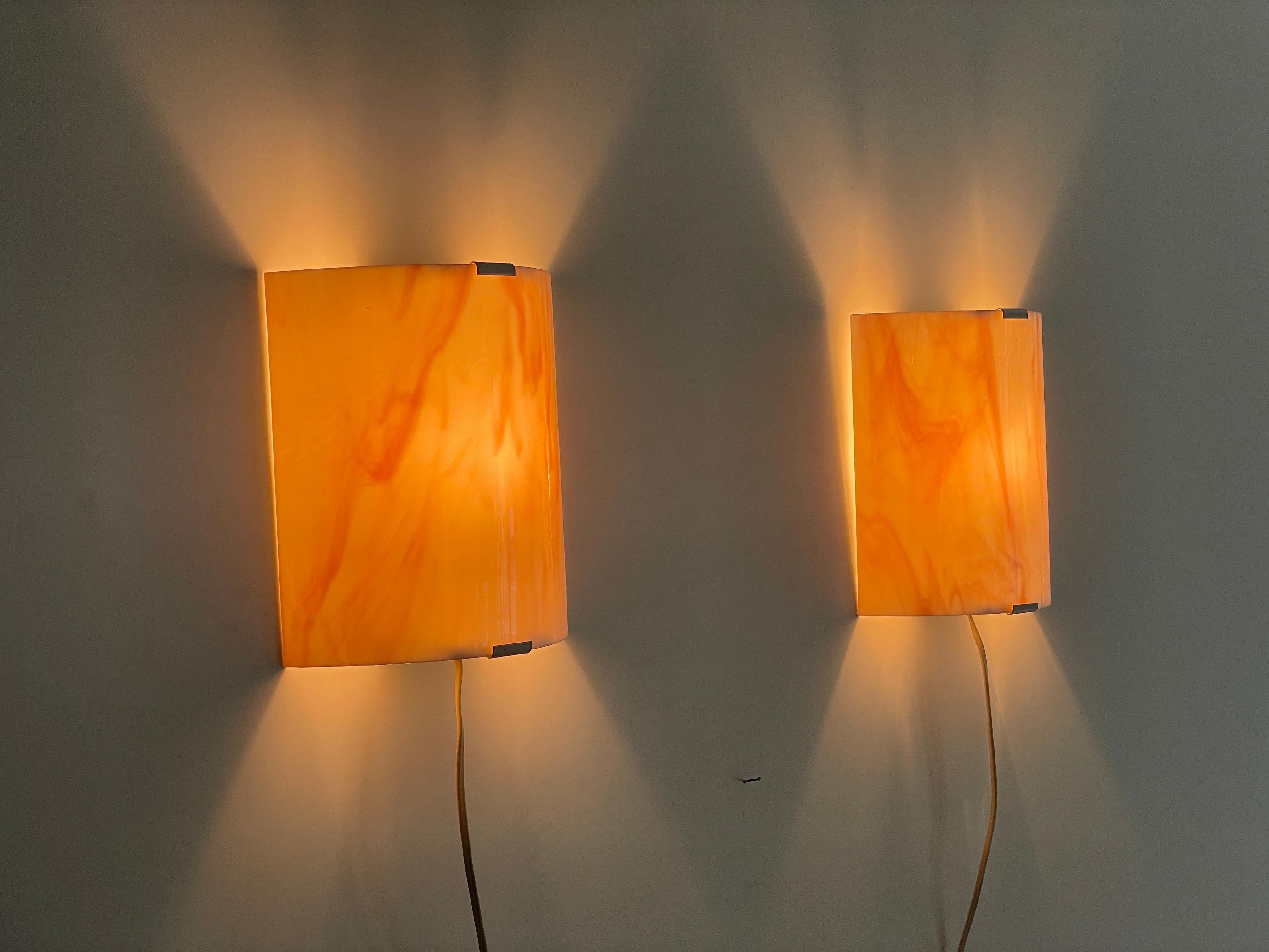 Space Age Pink Glass Pair of Wall Sconces, 1970s, Germany For Sale 3