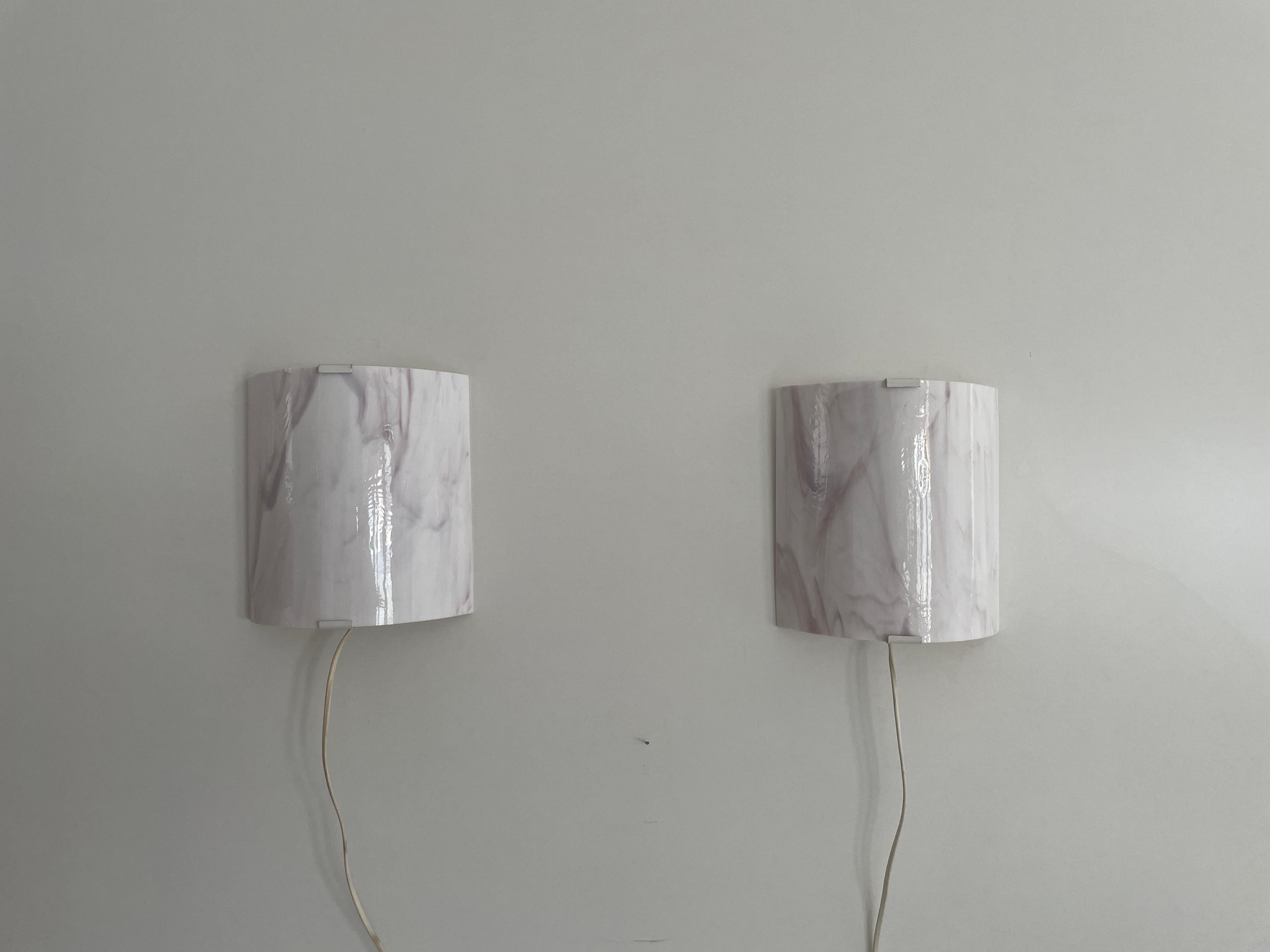 Space Age Pink Glass Pair of Wall Sconces, 1970s, Germany For Sale