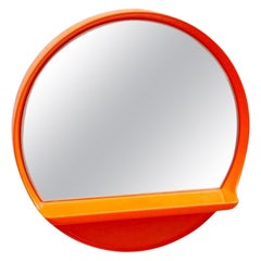 Space Age Plastic Round Mirror with Shelf, SALC Cantu, Italy 70s