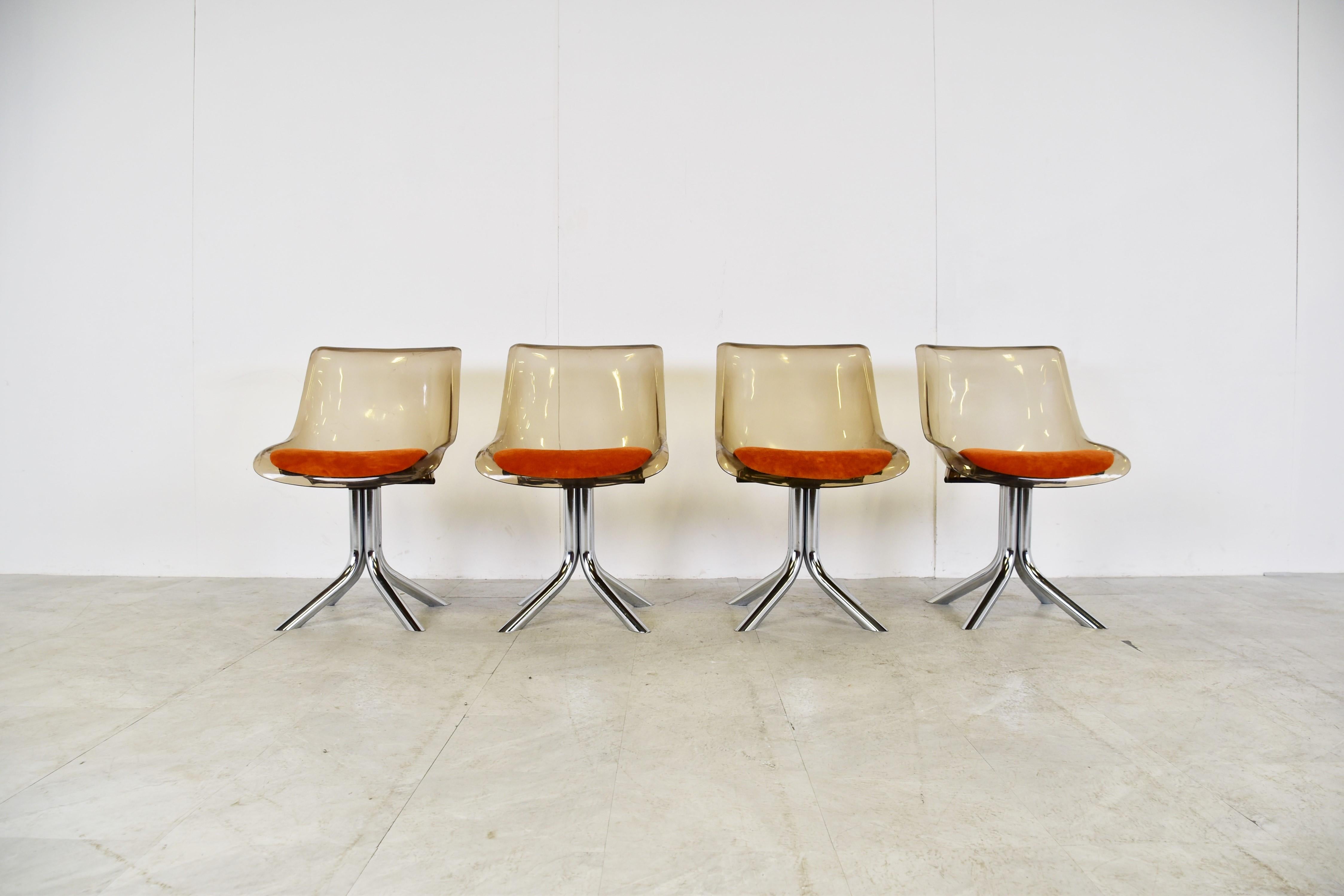 Italian Space Age Plexiglass Chairs, 1970s