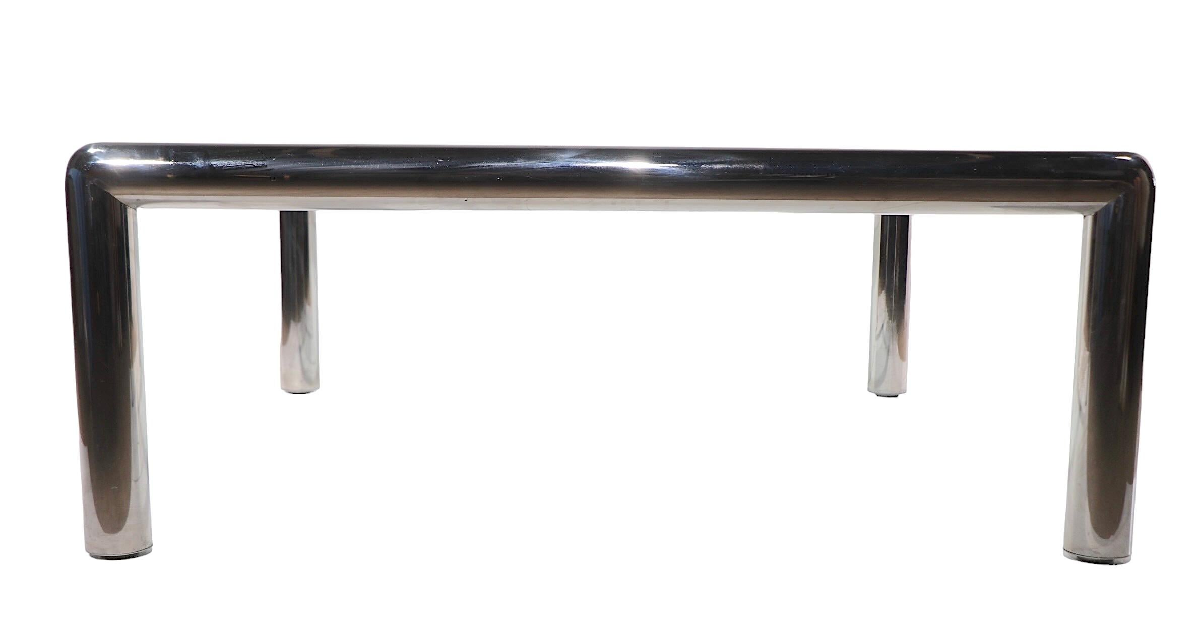 Tubo-Couchtisch aus poliertem Chrom und Glas aus dem Space Age von Mascheroni für Vecta im Angebot 5