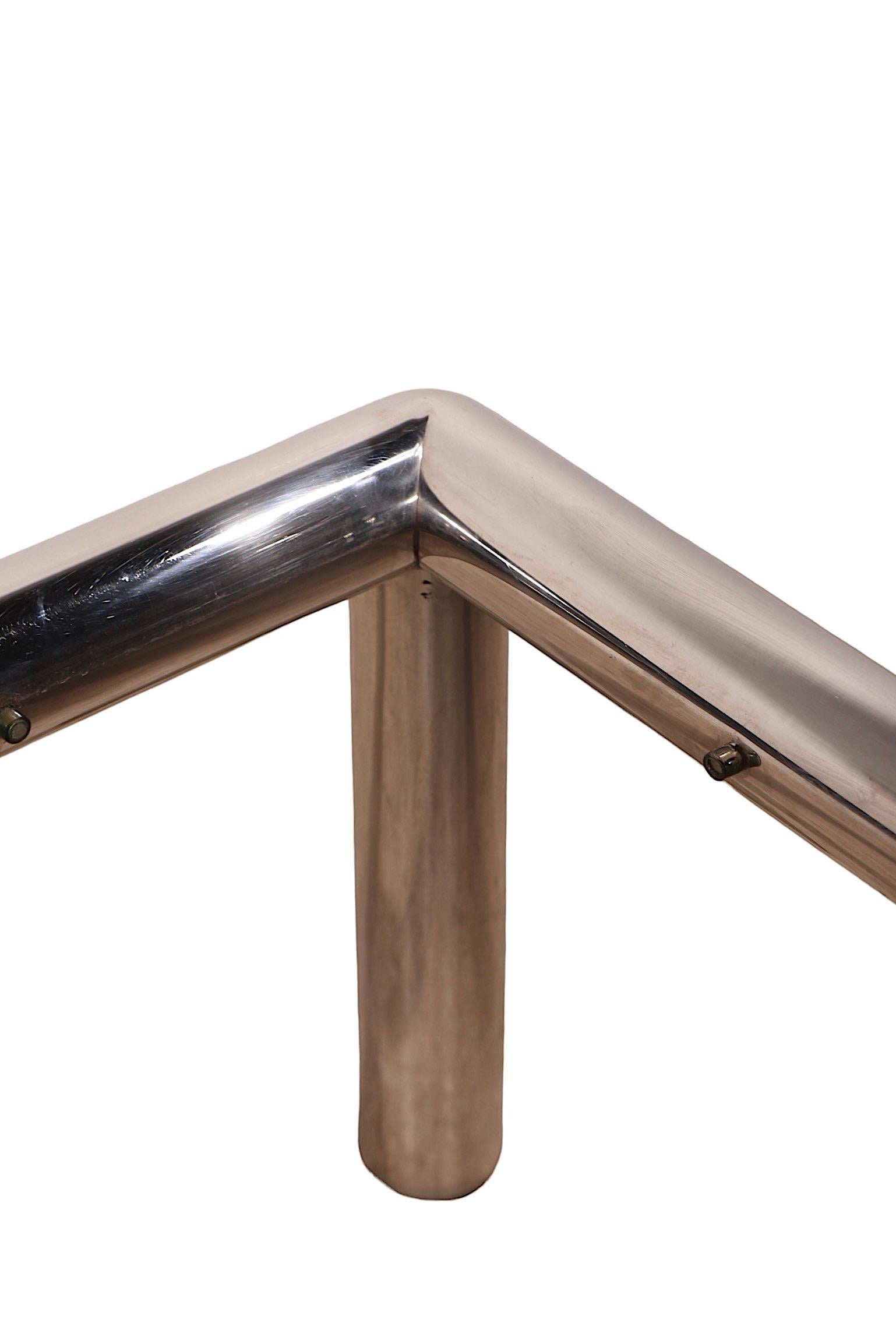 Tubo-Couchtisch aus poliertem Chrom und Glas aus dem Space Age von Mascheroni für Vecta im Angebot 7