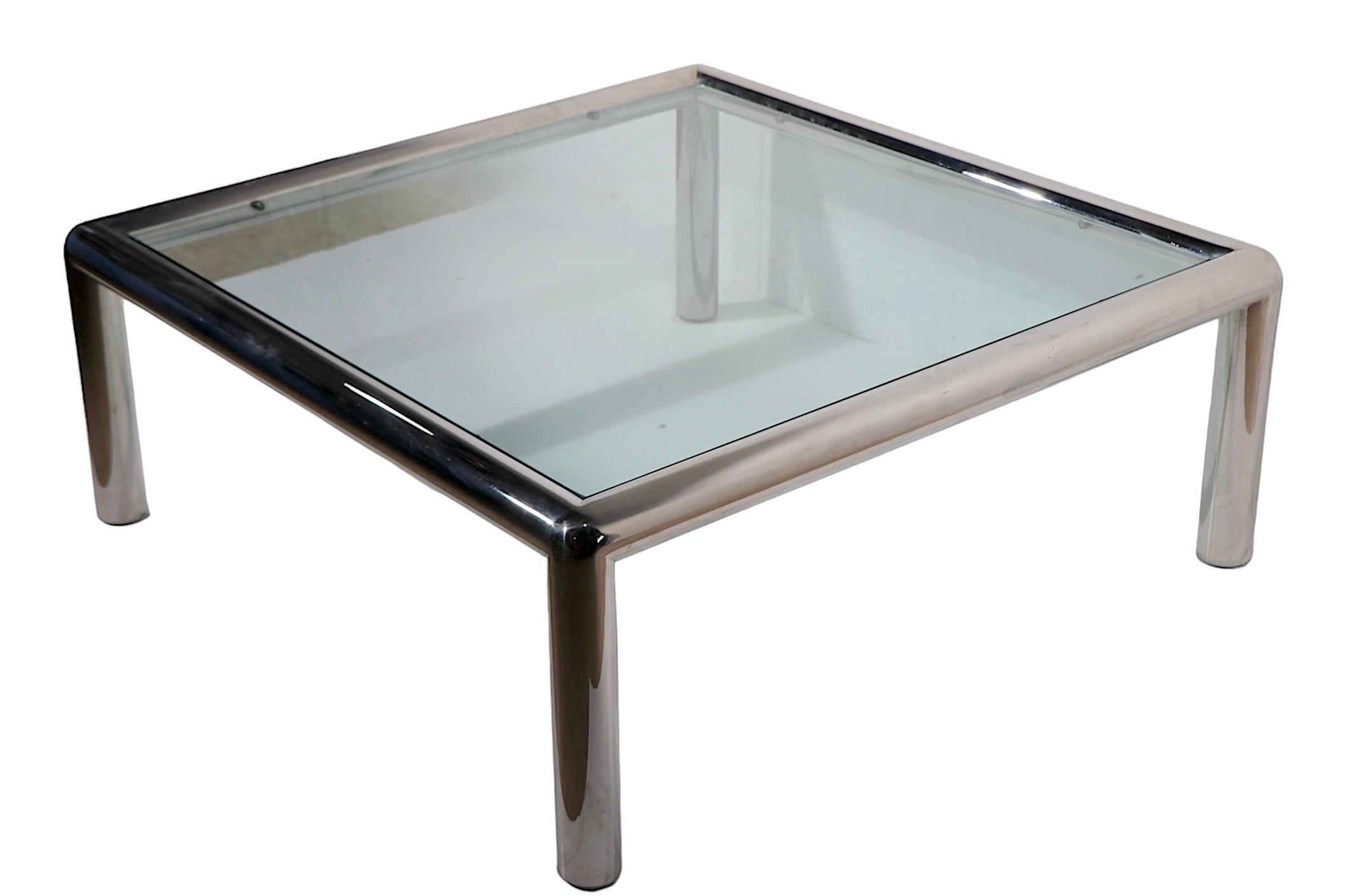 Tubo-Couchtisch aus poliertem Chrom und Glas aus dem Space Age von Mascheroni für Vecta im Angebot 2