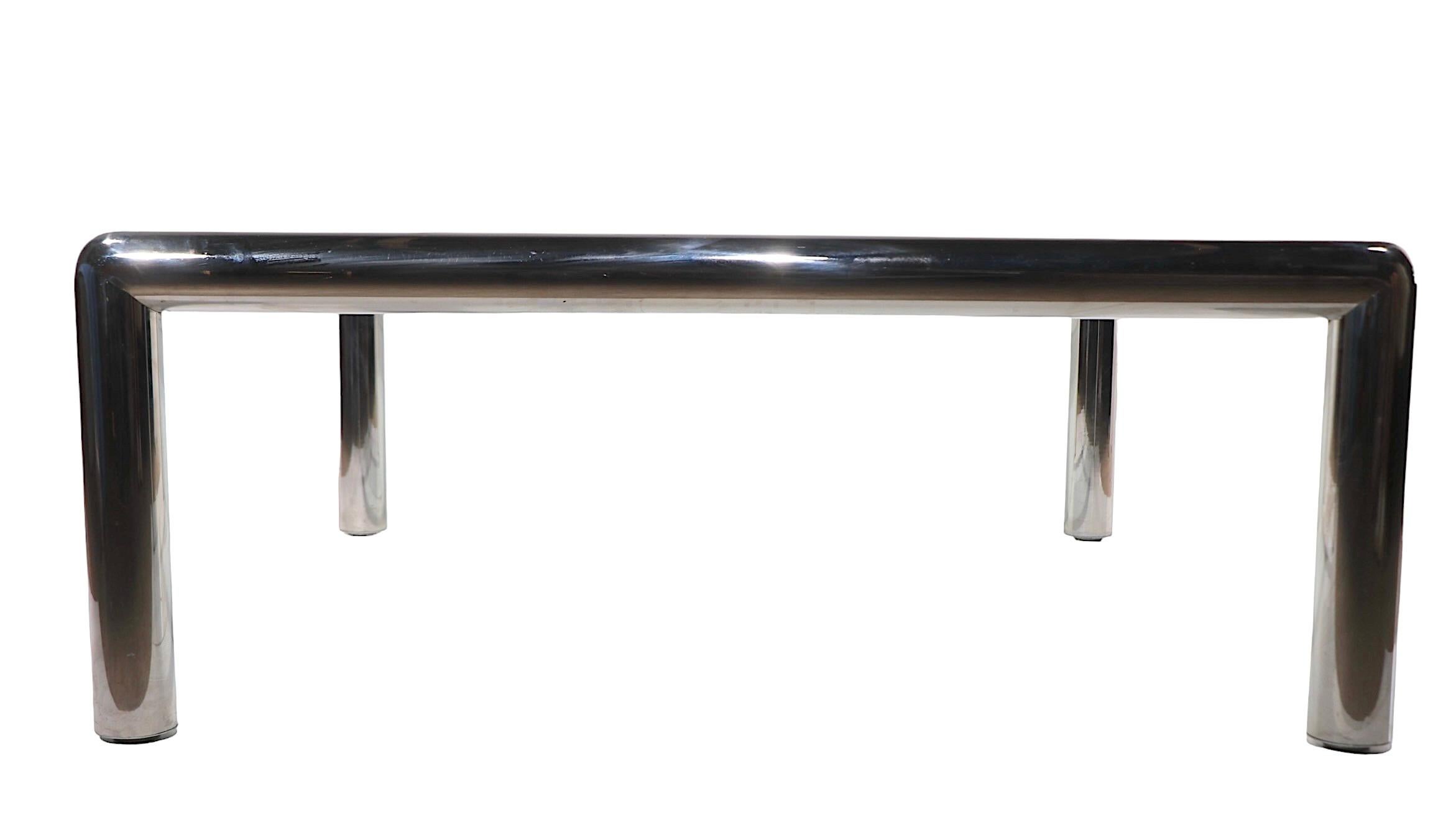 Tubo-Couchtisch aus poliertem Chrom und Glas aus dem Space Age von Mascheroni für Vecta im Angebot 4