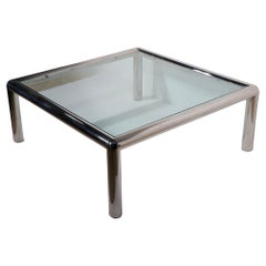 Space Age Polished Chrome and Glass Tubo Coffee Table by Mascheroni for Vecta