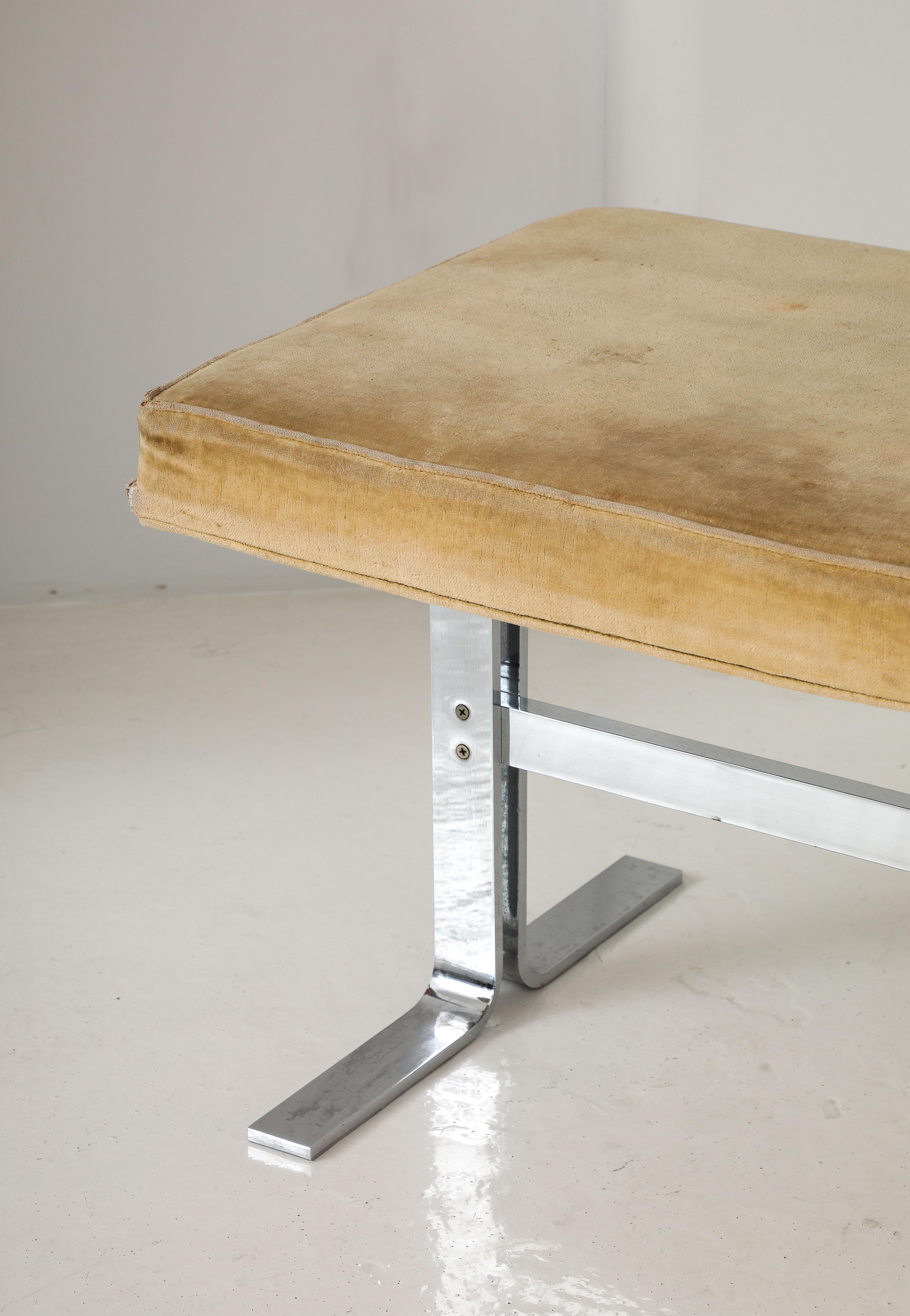 Space Age Polished Chrome Bench Stool, Italy 1960's 4