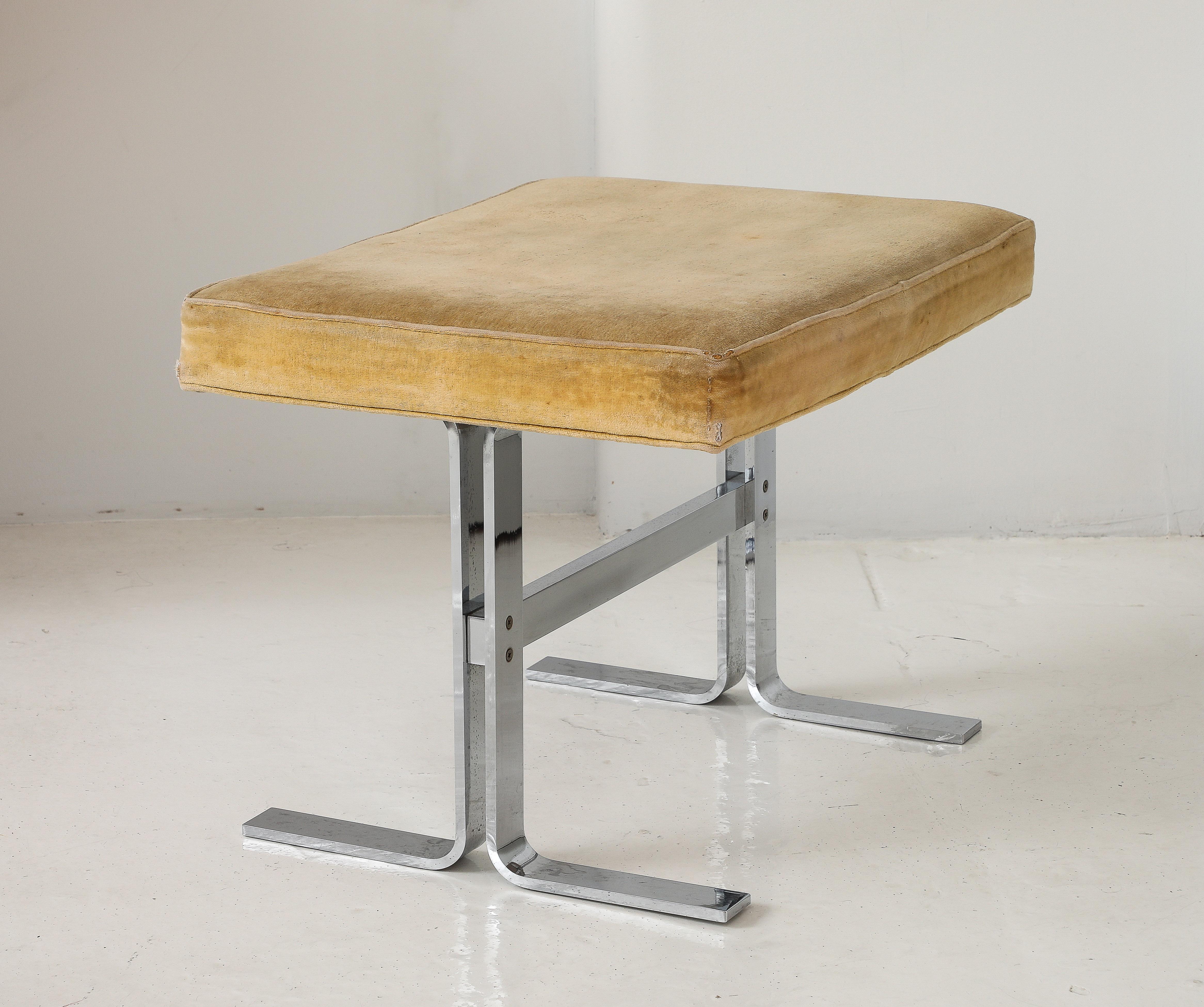 Space Age Polished Chrome Bench Stool, Italy 1960's In Good Condition In New York, NY