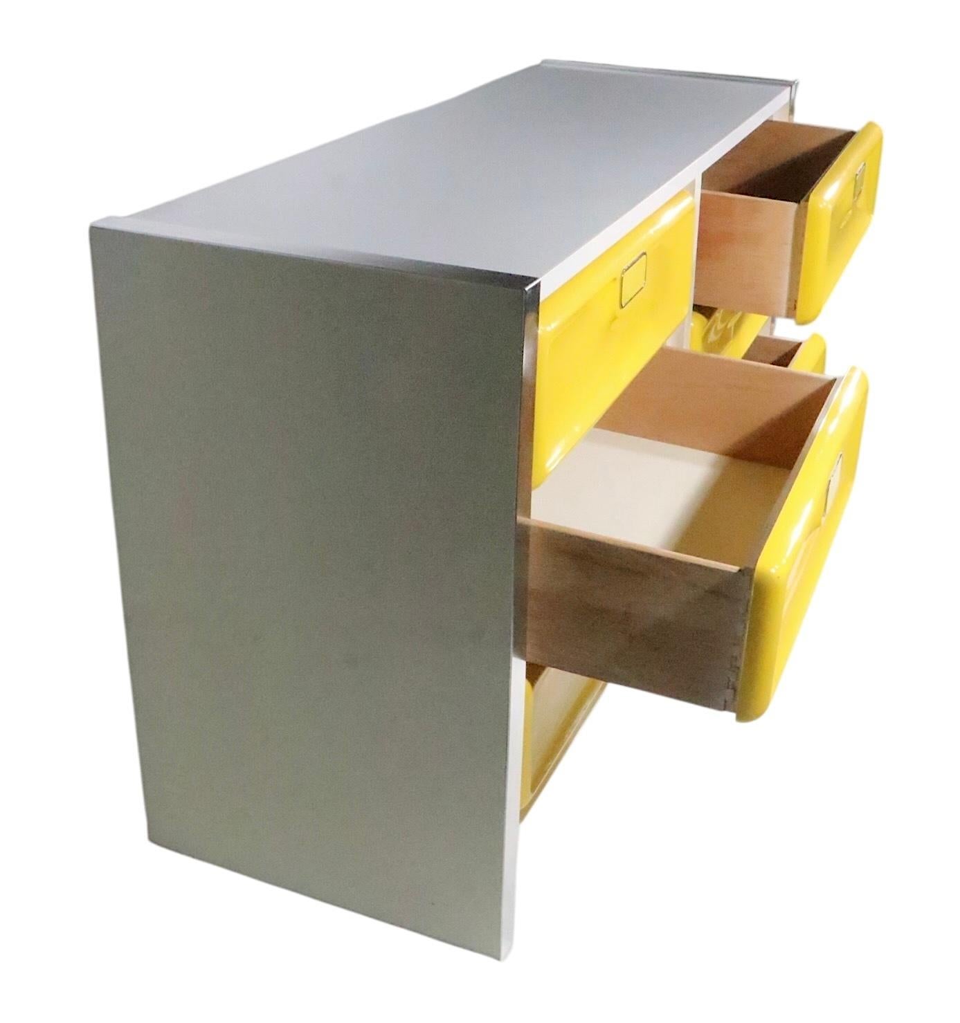 Metal Space Age Pop Art Post Modern Dresser by Bassett after Raymond Lowey c. 1970's For Sale