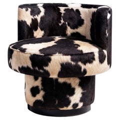 Space Age Postmodern Cowhide Print Accent Chair Caos