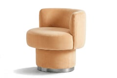 Space Age Postmodern Creme Velvet Swivel Chair Caos