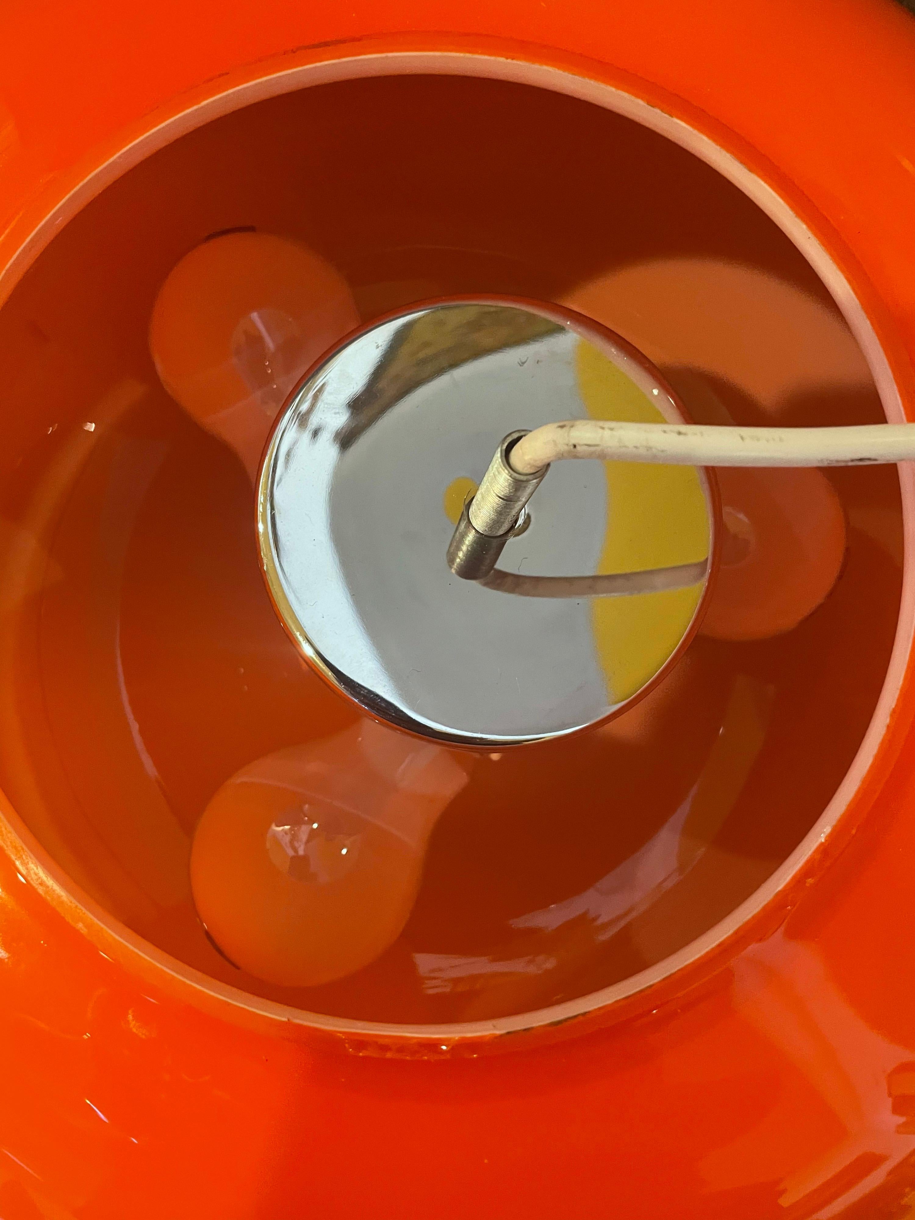 20th Century Space Age Rare Orange Glass Italian Hanging Lamp
