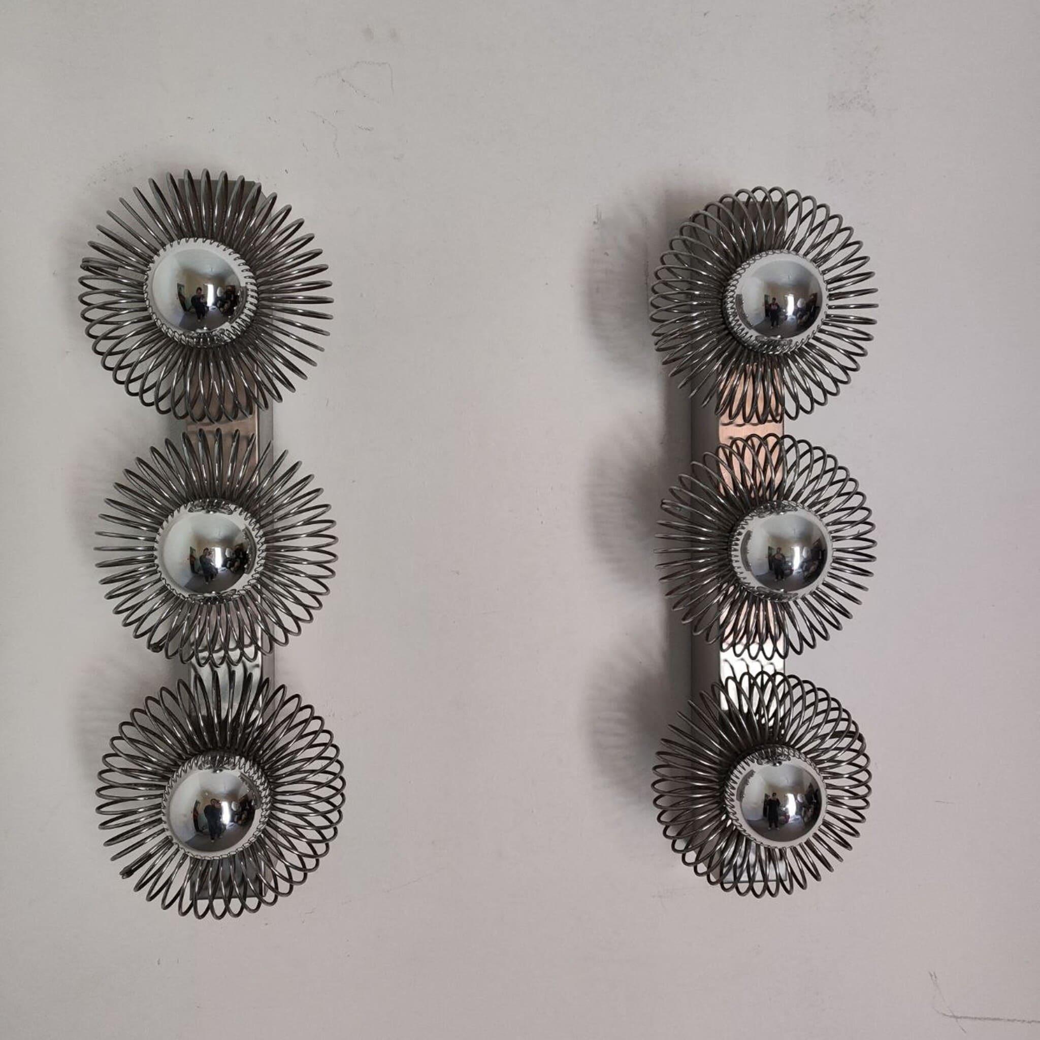 Raro par de apliques de la Era Espacial de Philippe Rogier para Oxar, Francia, años 70 en Bueno estado para la venta en Nicolosi, IT