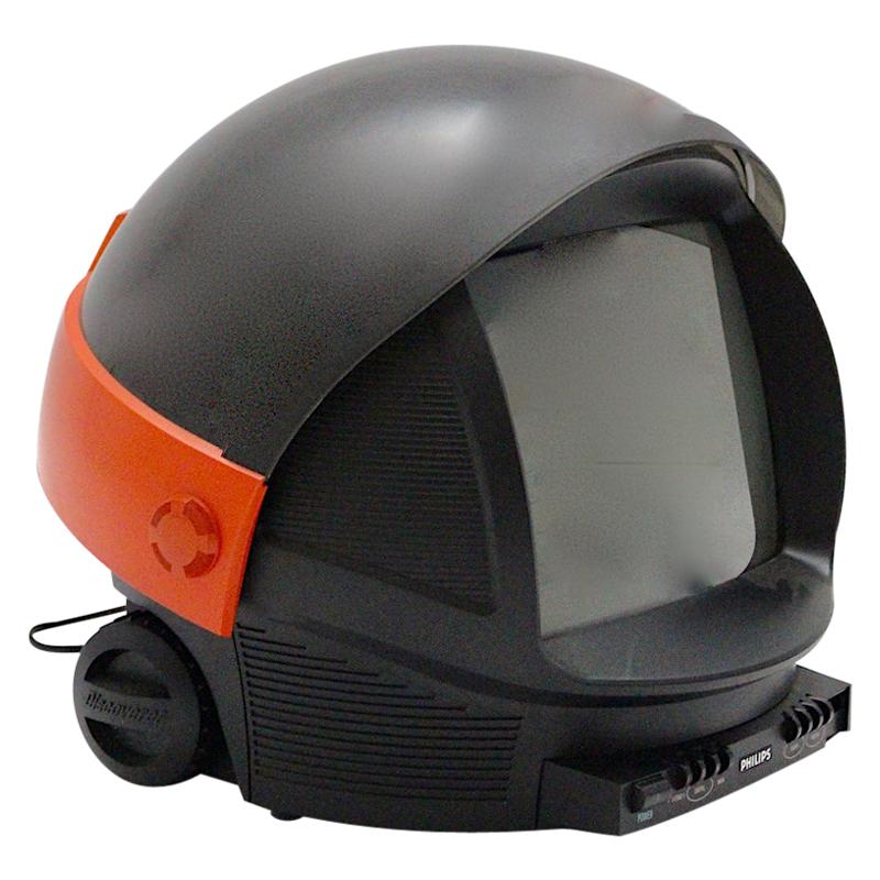 Space Age Red Black Vintage Plastic Television Discoverer by Philips Netherlands For Sale