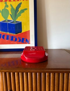 Cendrier en céramique rouge de l'ère Space, Studio AGE, Gabbianelli Italie vers 1970