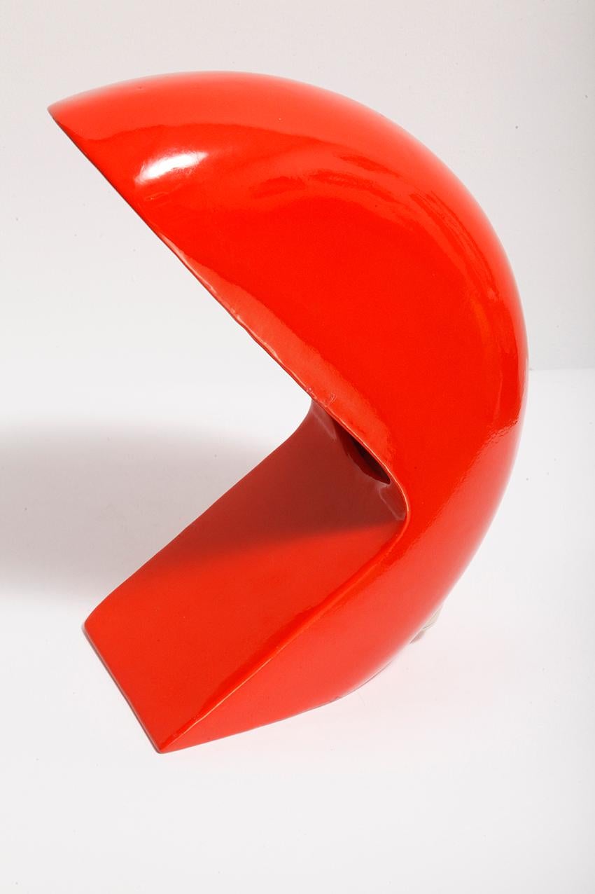 Space Age Red Ceramic Single-Bulb Desk Lamp by Sele-Arte, Italy 1970s In Good Condition For Sale In WARSZAWA, PL