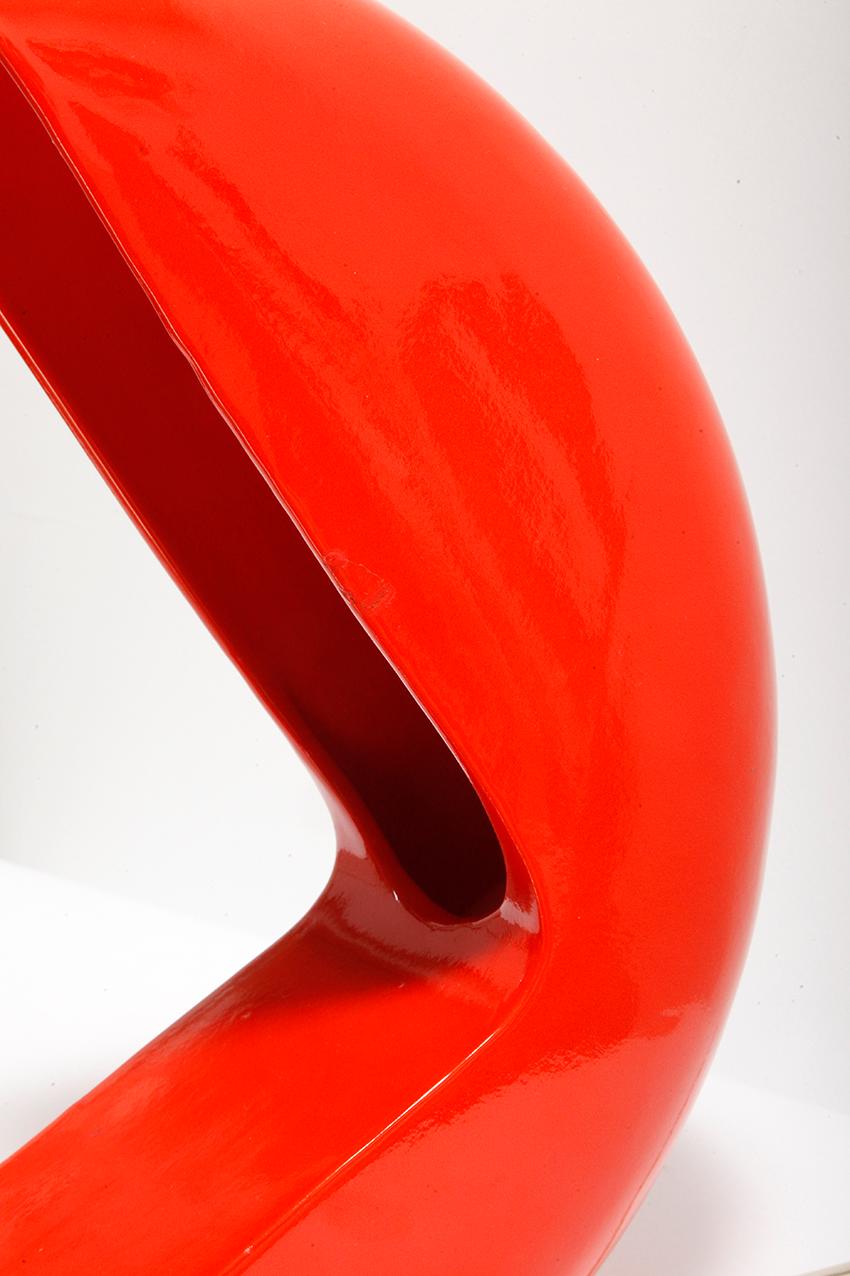 Space Age Red Ceramic Single-Bulb Desk Lamp by Sele-Arte, Italy 1970s For Sale 1