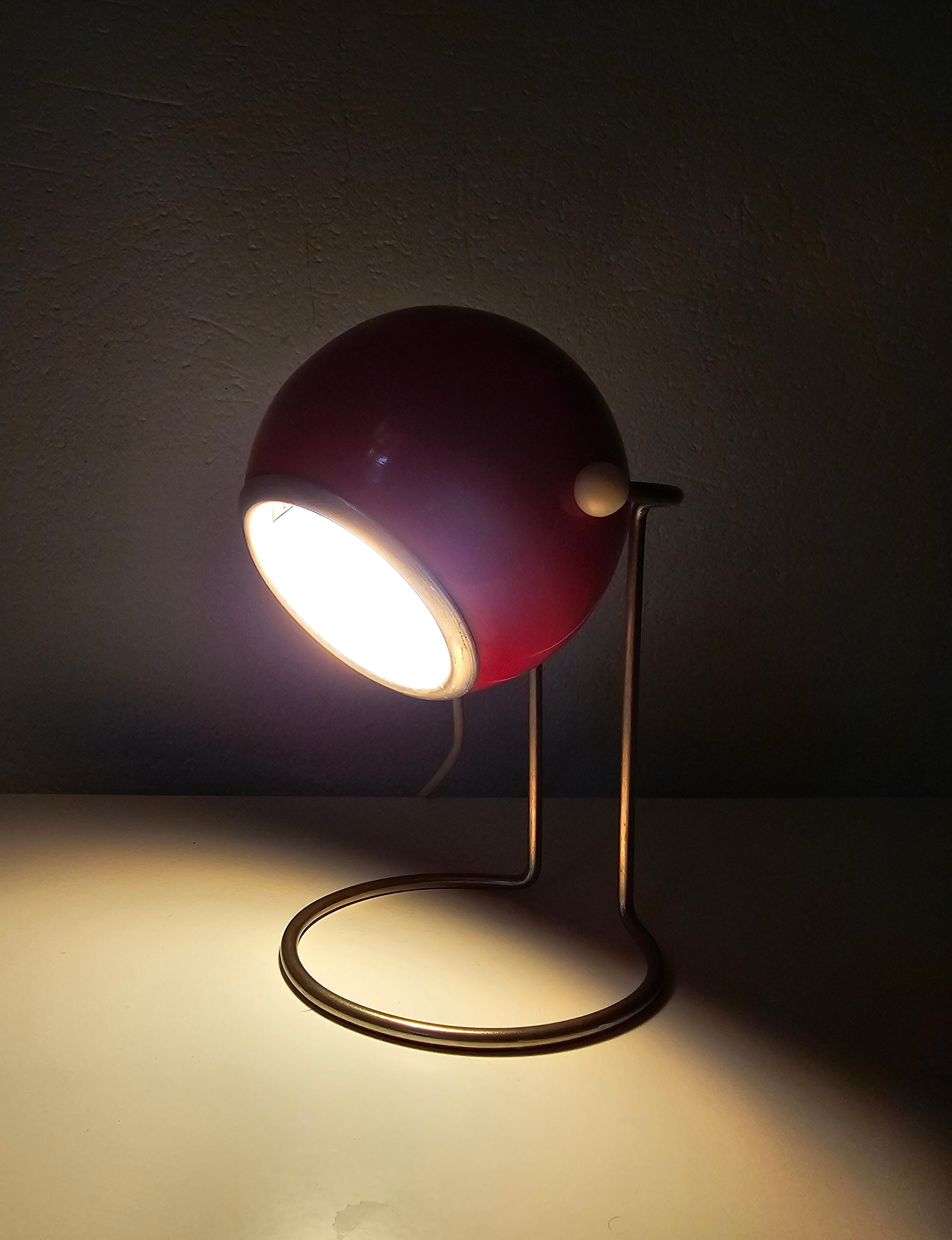 Danish Space Age Red Eyeball Table Lamp by Abo Randers, Denmark in 1960s For Sale