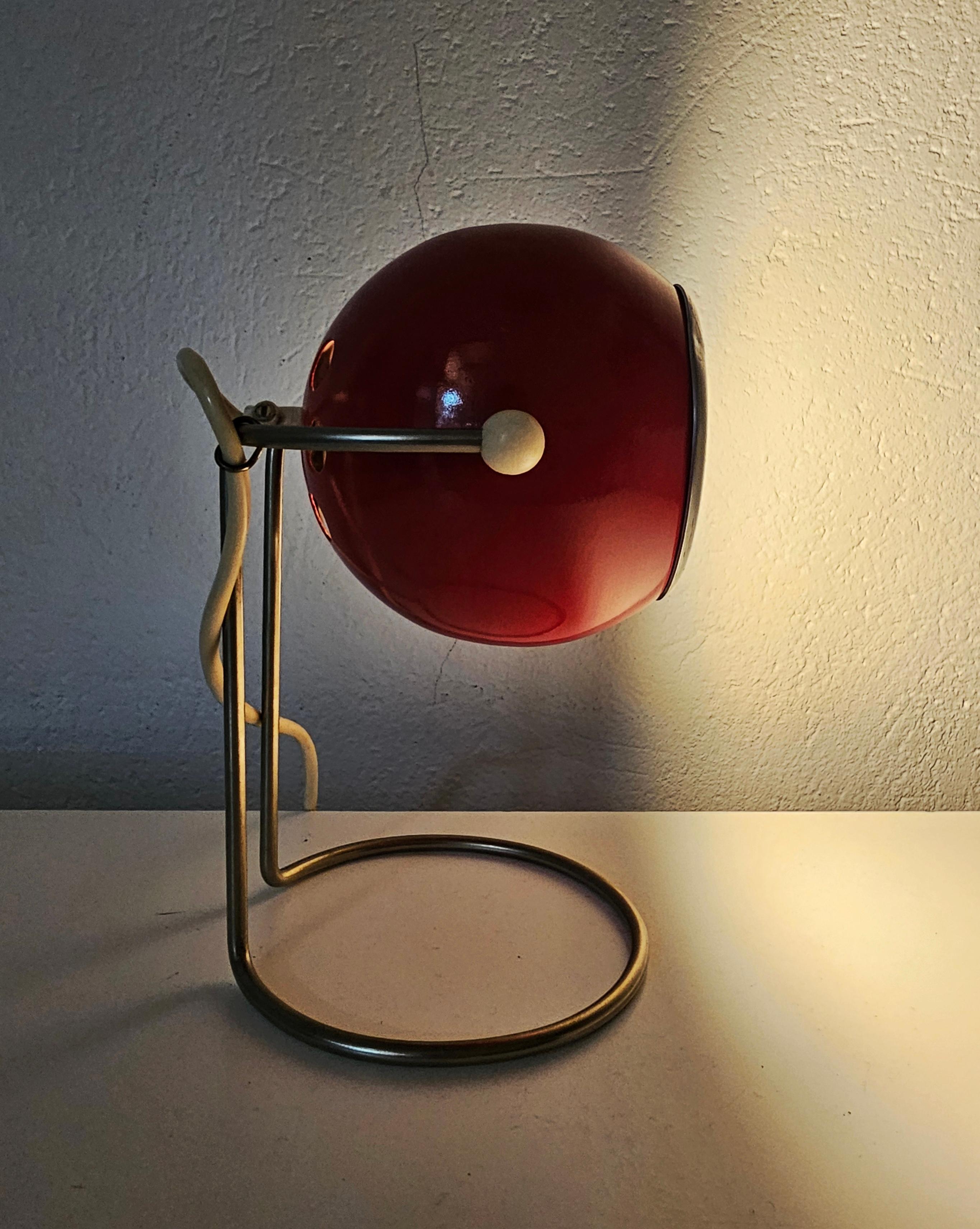 Mid-20th Century Space Age Red Eyeball Table Lamp by Abo Randers, Denmark in 1960s For Sale