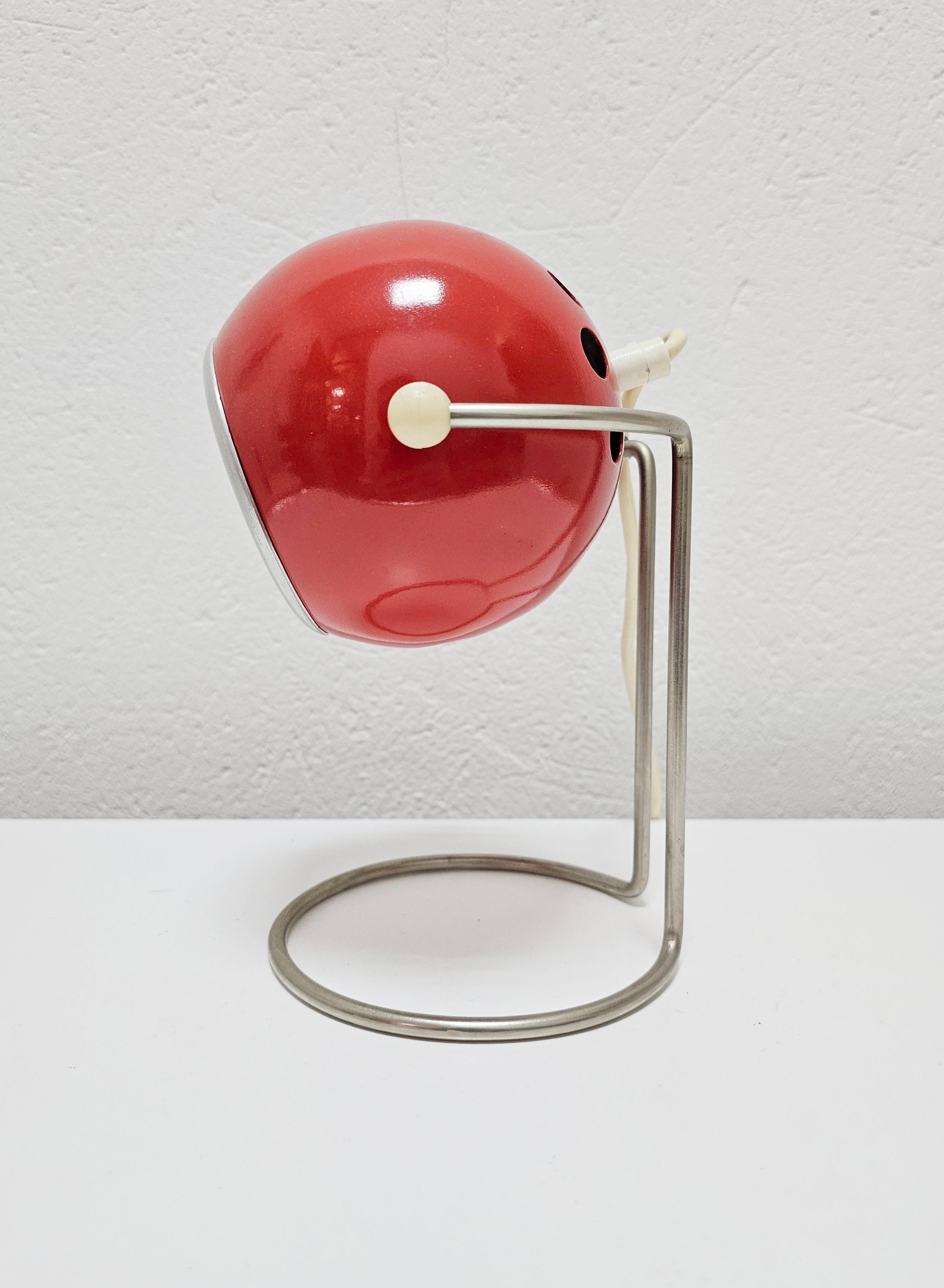 Metal Space Age Red Eyeball Table Lamp by Abo Randers, Denmark in 1960s For Sale