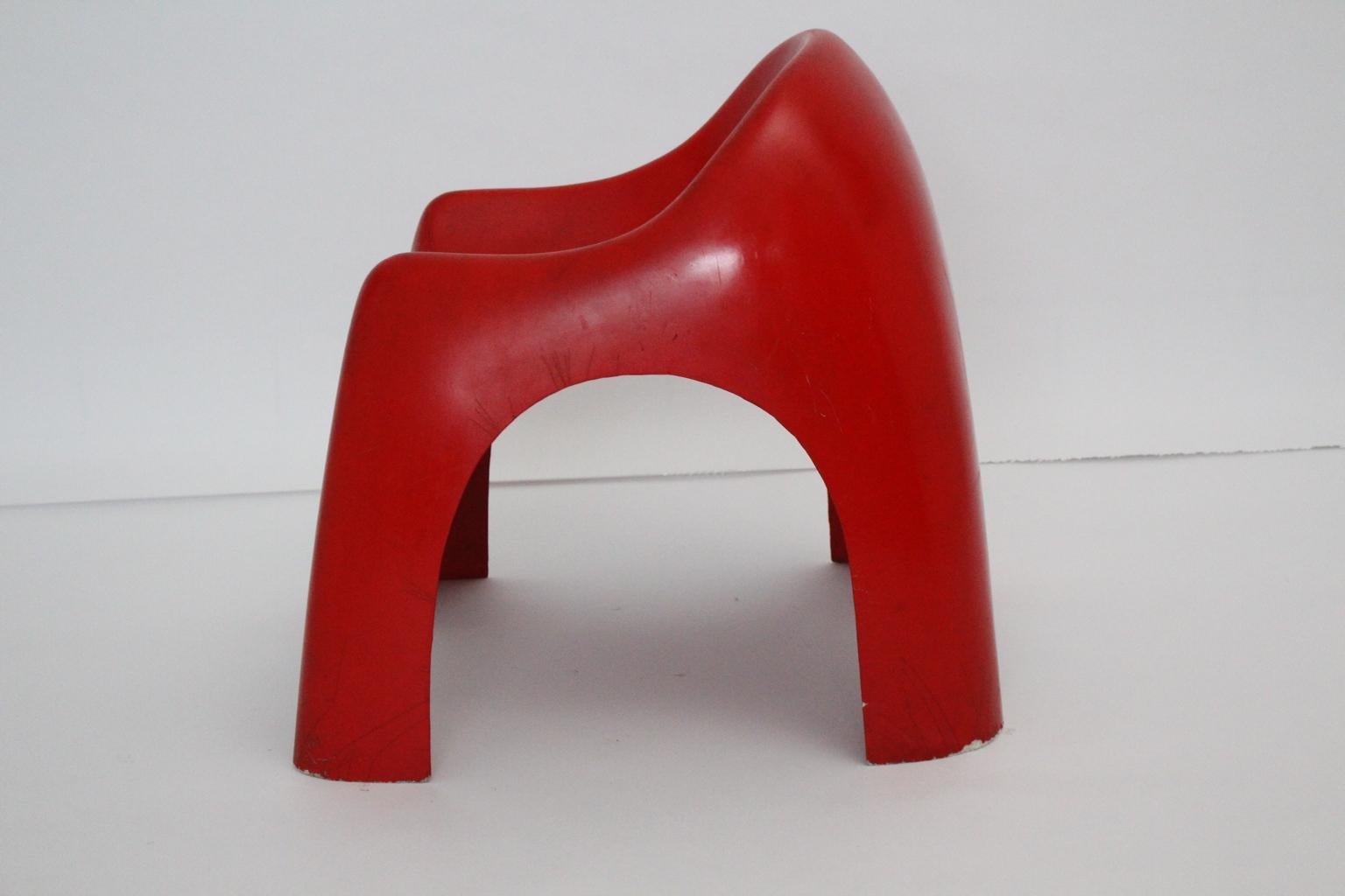 Mid-20th Century Space Age Red Fiberglass Vintage Lounge Chair, 1960s