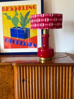 Space Age red glass table lamp, Italy 1960s