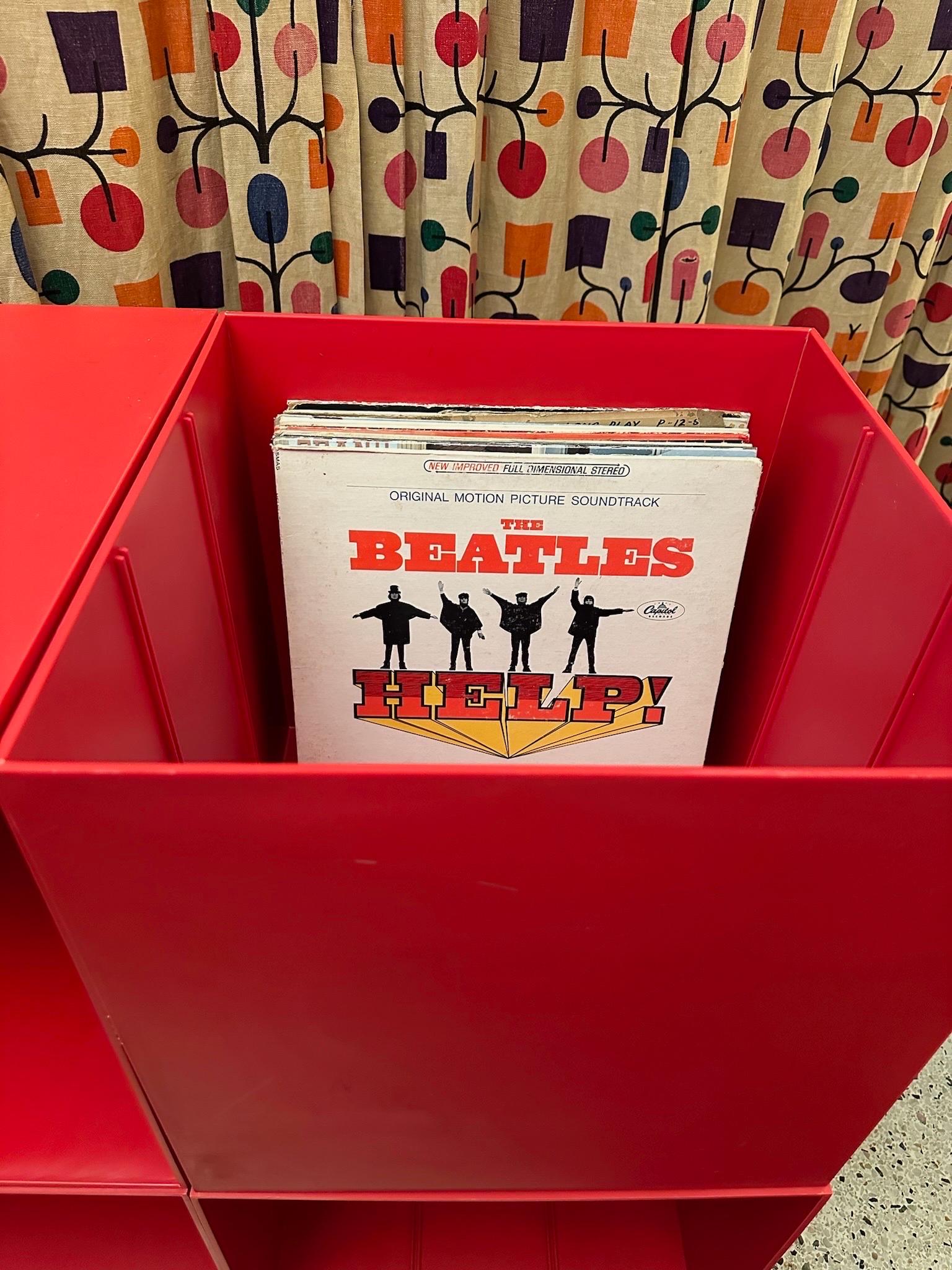 Space-Age Red Plastic Cube Modular Shelving Record Storage For Sale 1